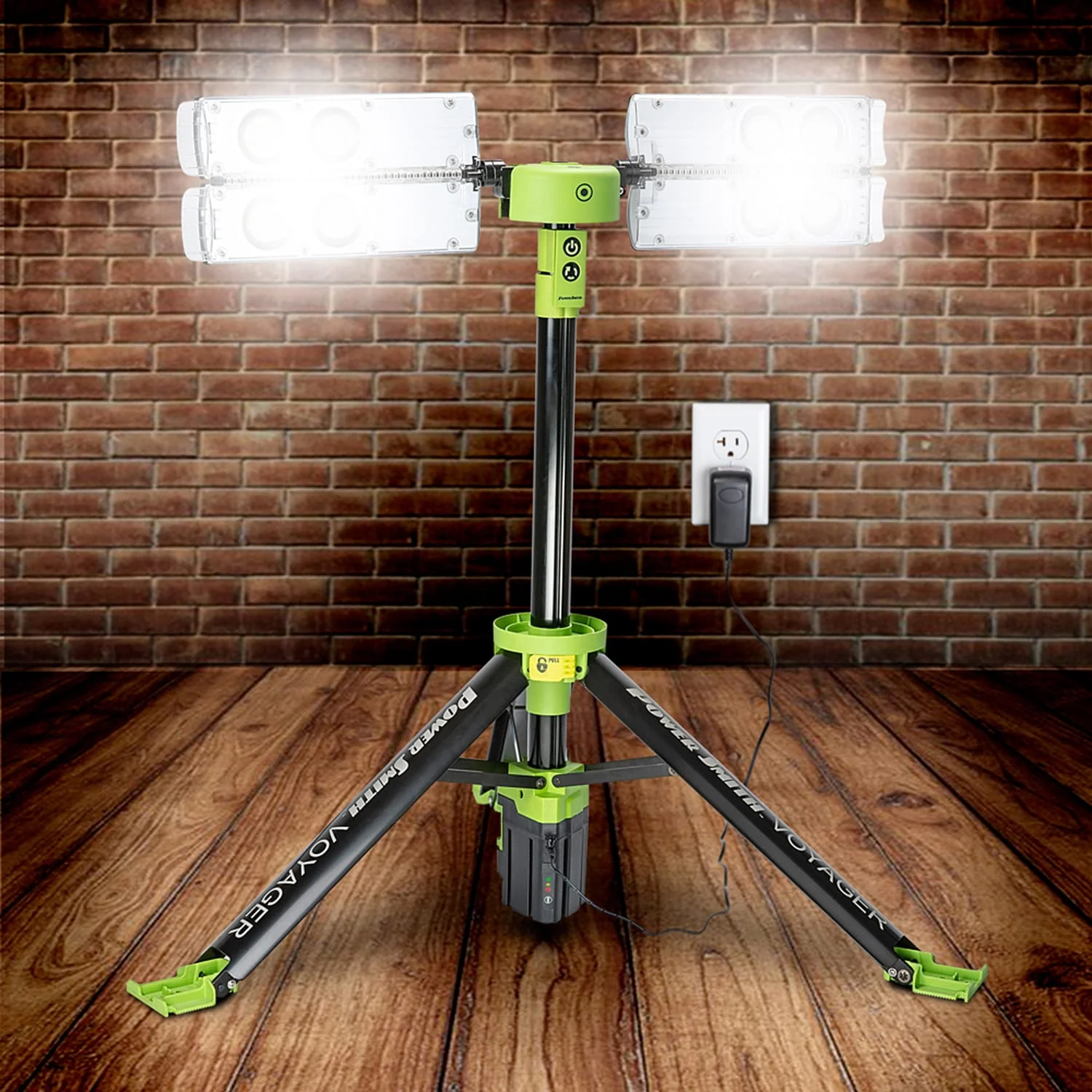 PowerSmith Voyager 8000-Lumen LED 4-Light Tripod-Mounted Rechargeable Portable Work Light - Image 3