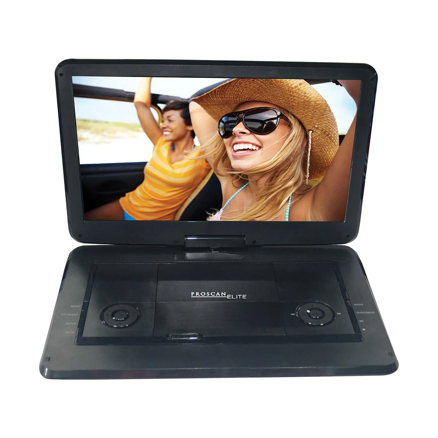 Proscan Elite 480p Portable DVD Player with 15.6-In. Swivel Widescreen, Built-in Speakers, 2.5-Hour Rechargeable Battery, Earbuds, and Remote - Image 4