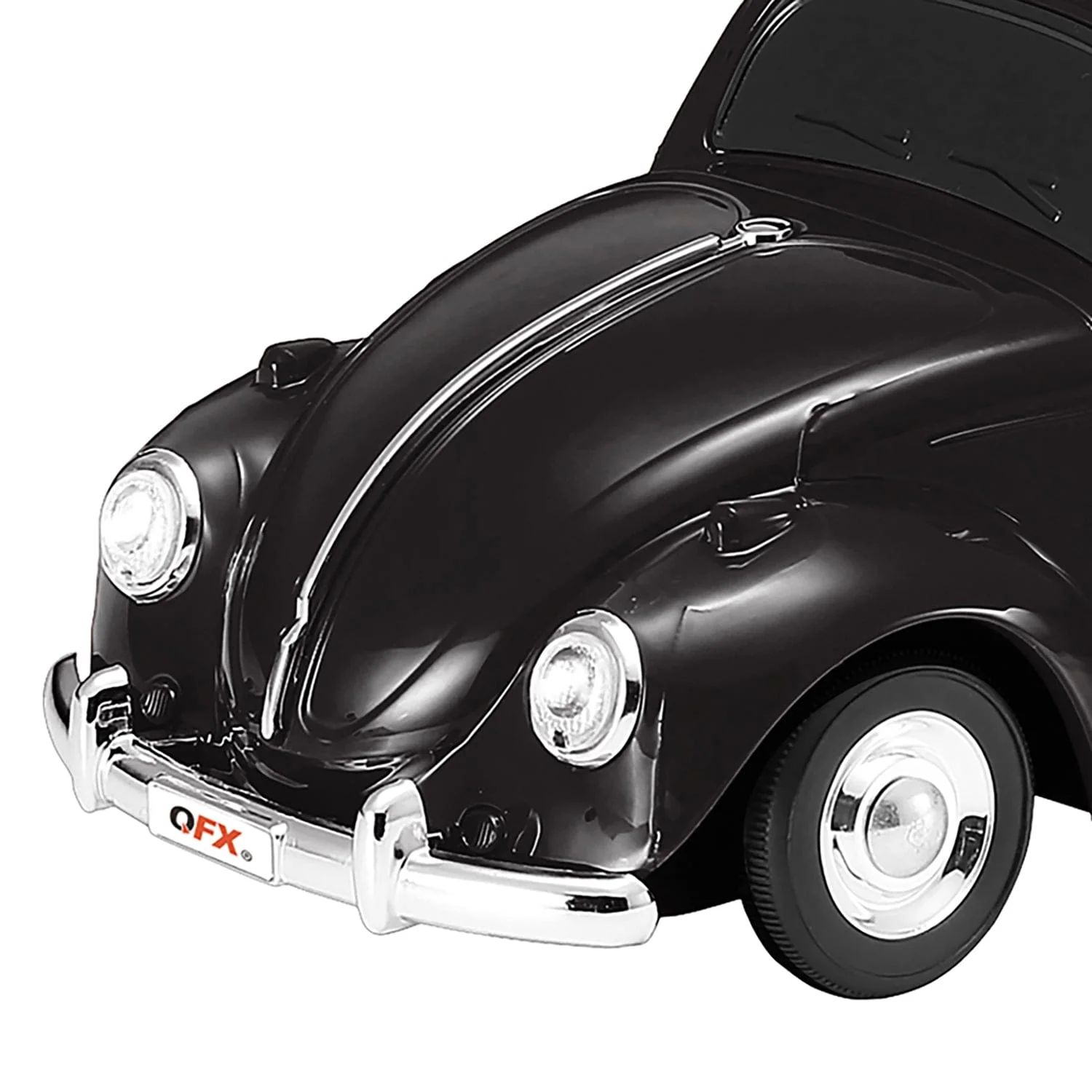 QFX BT-1960 Retro Car Portable Bluetooth Speaker with Speakerphone, True Wireless, FM Radio, and LED Party Lights, Black - Image 3