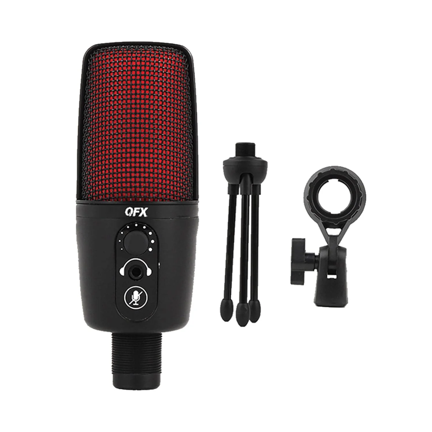 QFX M-192 Ultra-High-Resolution USB Microphone with RGB Studio Lights and Desk Tripod Stand - Image 4