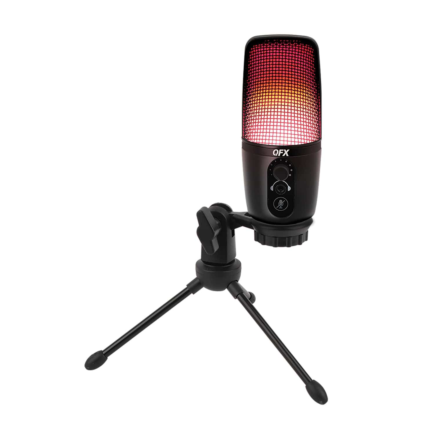 QFX M-192 Ultra-High-Resolution USB Microphone with RGB Studio Lights and Desk Tripod Stand - Image 5