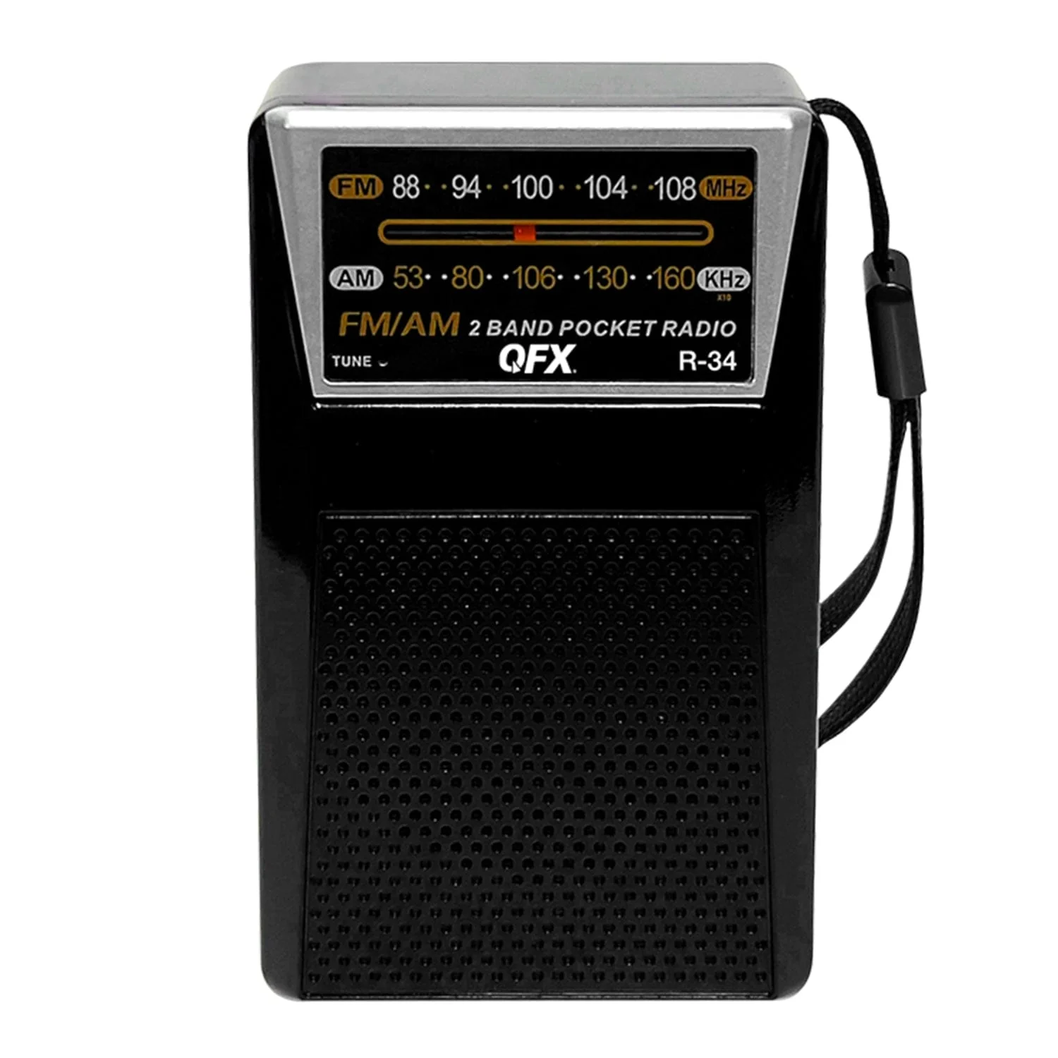 QFX Portable and Rechargeable AM/FM Radio with Headphone Output, Black, R-34 - Image 2