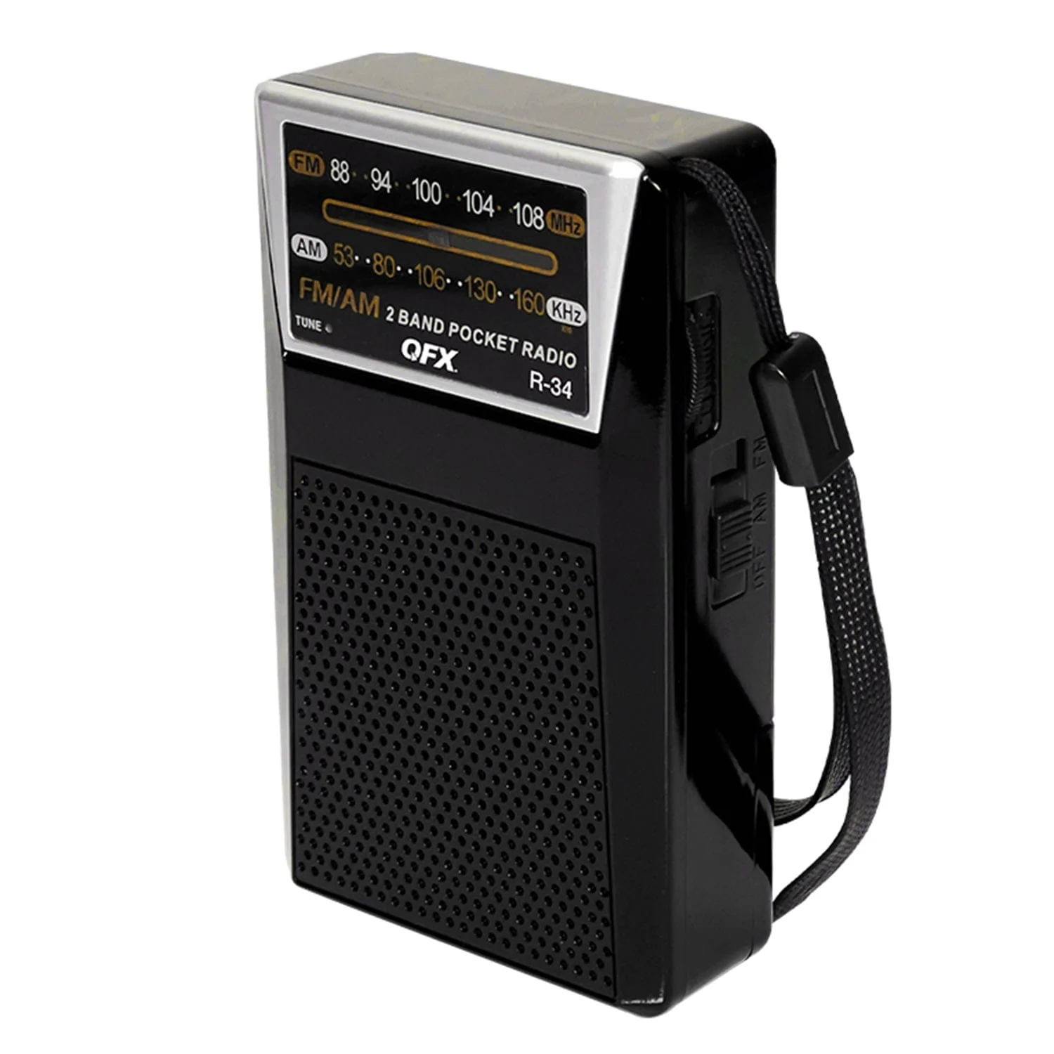 QFX Portable and Rechargeable AM/FM Radio with Headphone Output, Black, R-34 - Image 3