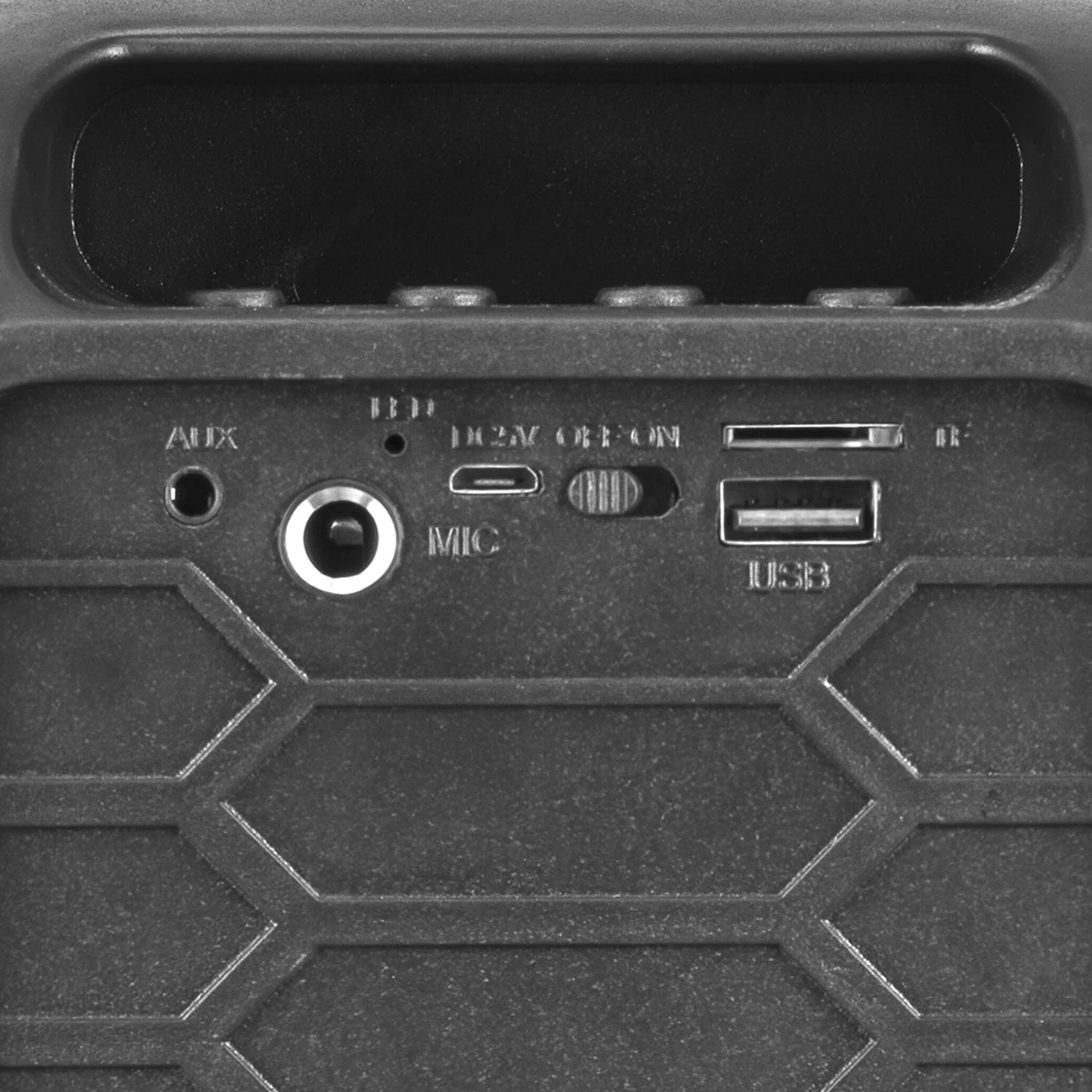 QFX Portable Bluetooth Speaker with LED Party Lights, FM Radio, and Microphone Input, True Wireless, BT-60, Black - Image 2