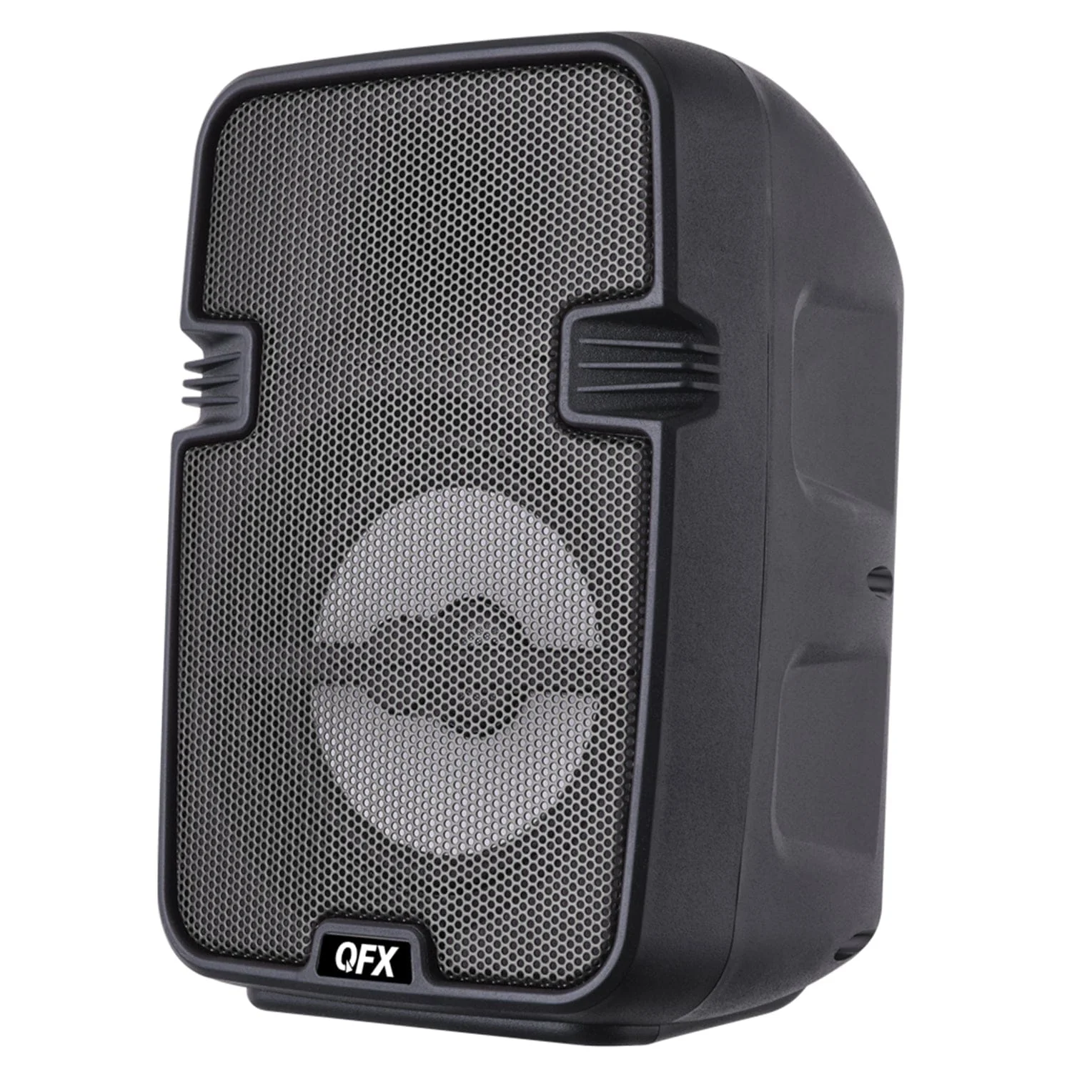 QFX Portable Bluetooth Speaker with LED Party Lights, FM Radio, and Microphone Input, True Wireless, BT-60, Charcoal - Image 3