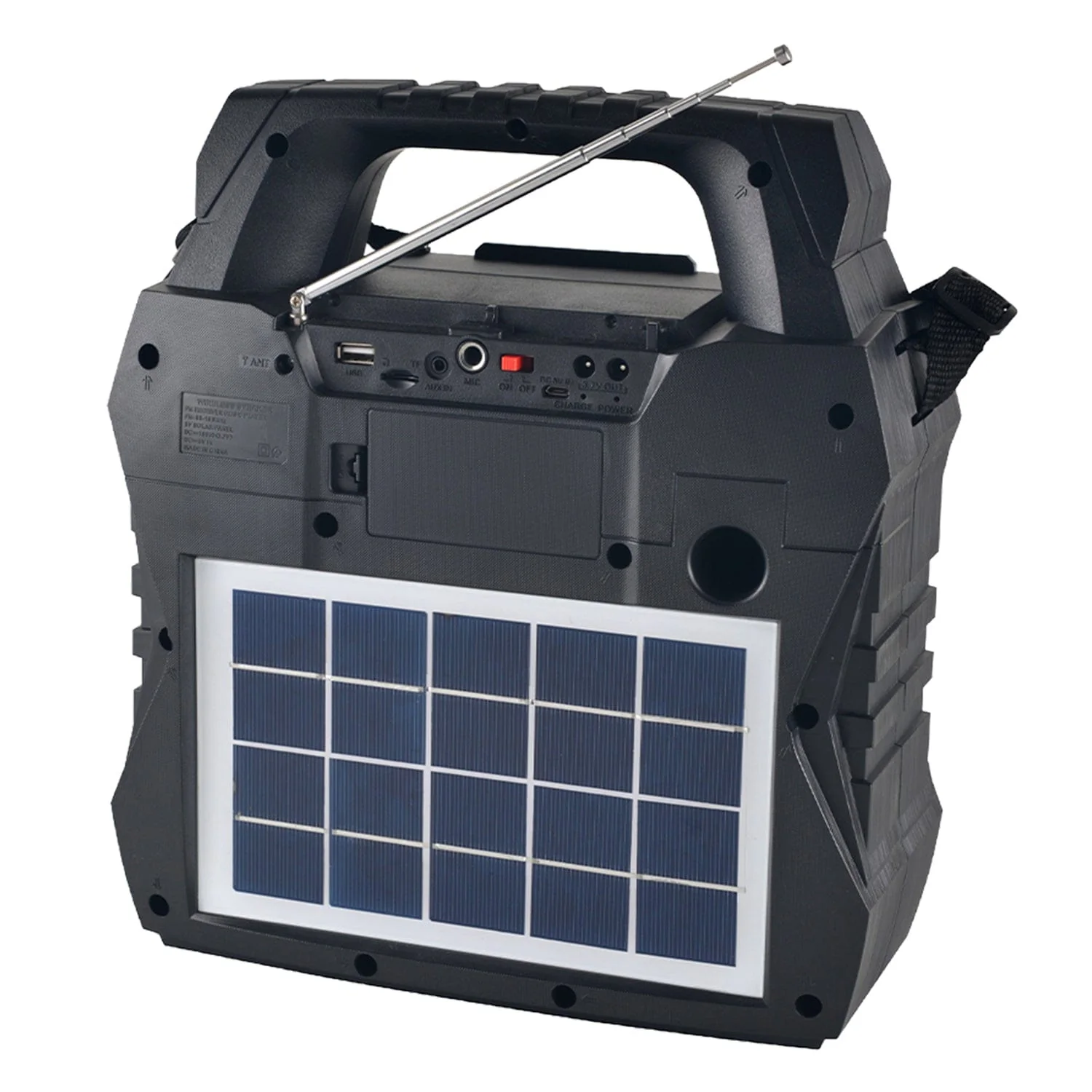 QFX Retro Jukebox-Style Portable AM/FM/Shortwave Radio with Bluetooth, Flashlight, and Solar Panel, Black, R-45 - Image 3