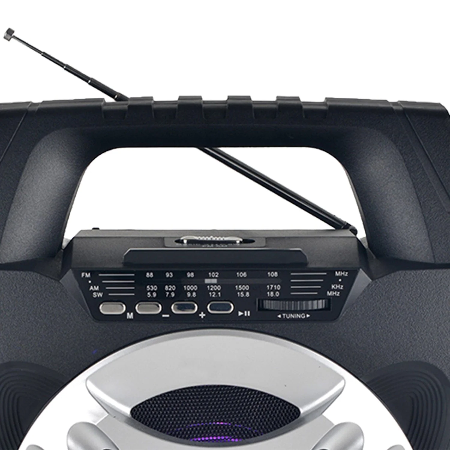 QFX Retro Jukebox-Style Portable AM/FM/Shortwave Radio with Bluetooth, Flashlight, and Solar Panel, Black, R-45 - Image 5