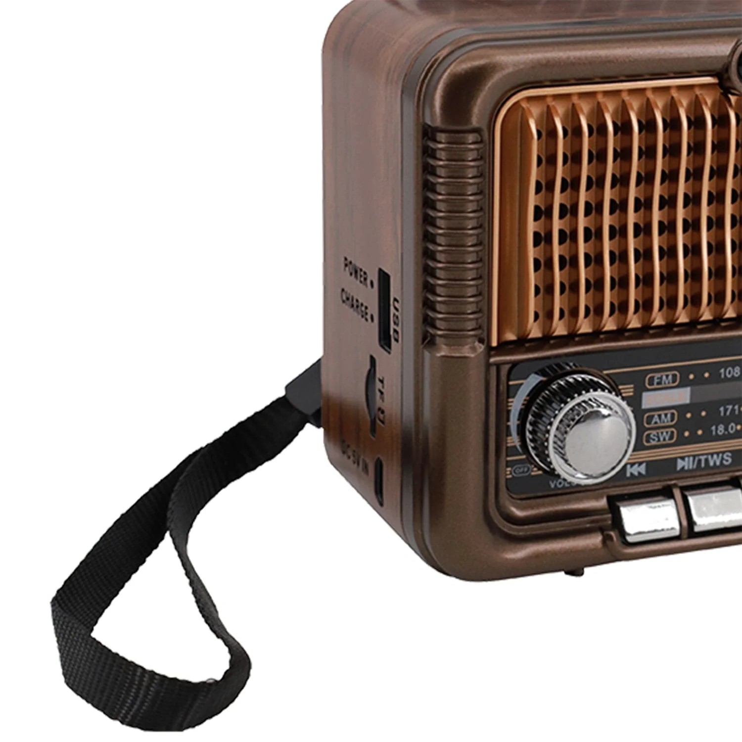 QFX Retro-Style Portable AM/FM/Shortwave Radio with Bluetooth, Solar Panel, and True Wireless, Brown, R-50 - Image 5