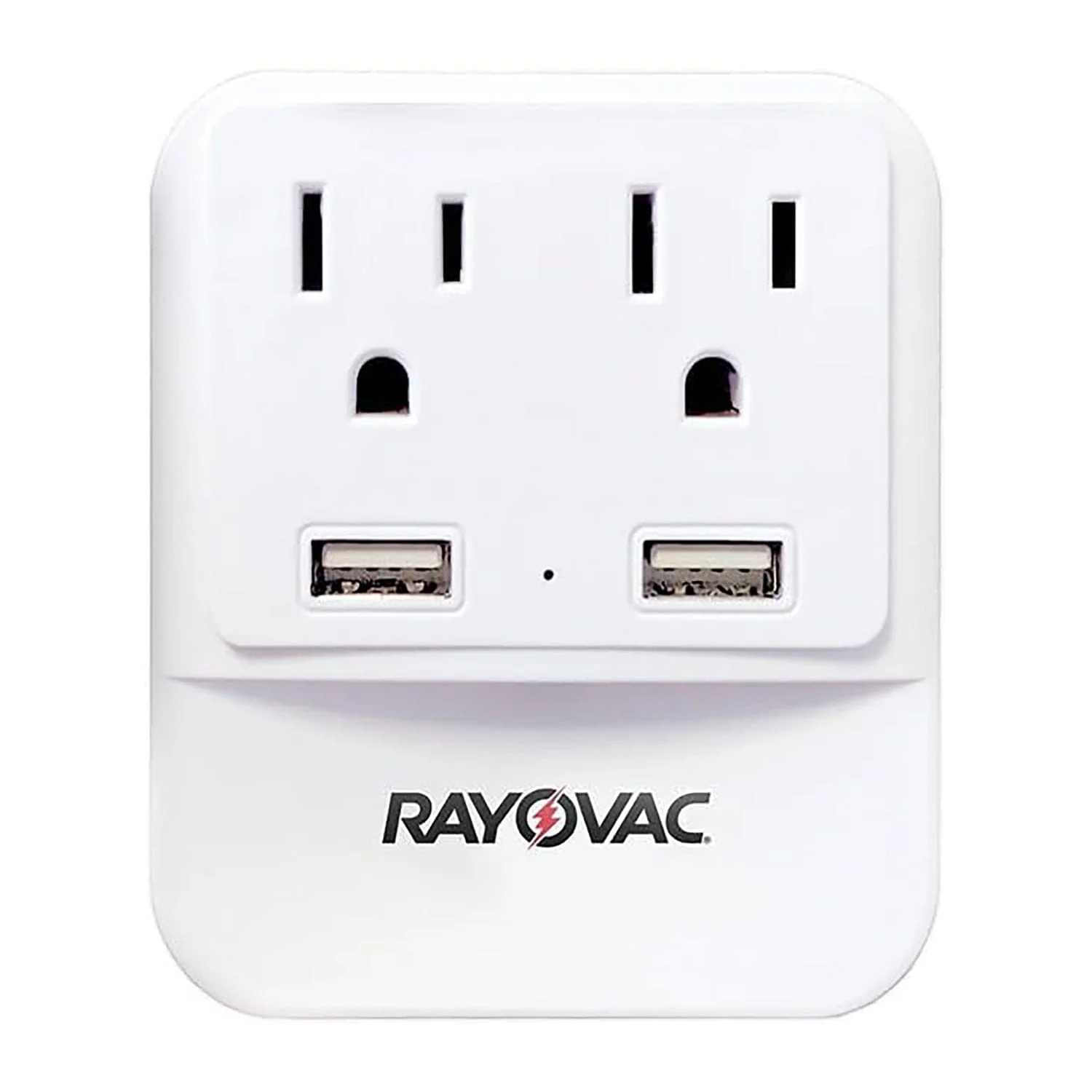 Rayovac 2-AC Outlet and 2-USB Port 300-Joules Portable Surge Protector/Splitter Wall Tap with Phone Holder and Night-Light, SS-Q202 - Image 3