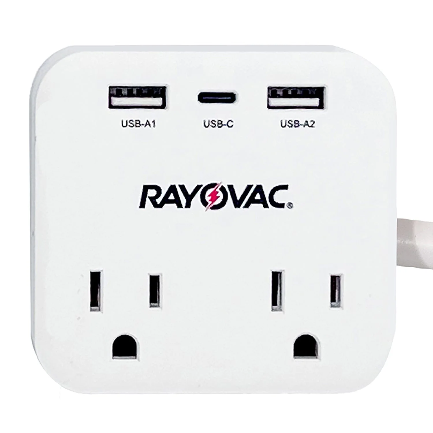Rayovac 2-AC Outlet and 3-USB Port 490-Joules Surge Protector Power Strip, 1.5-Ft. Cord with Right-Angle Plug, FL-143SC - Image 3
