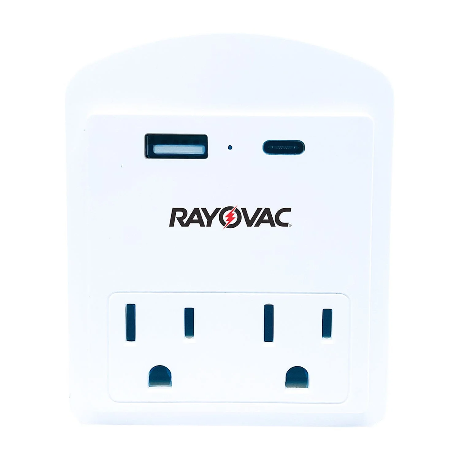 Rayovac AC Outlet and 2-USB Port 300-Joules Portable Surge Protector Wall Tap with Phone Holder, 2 Outlet