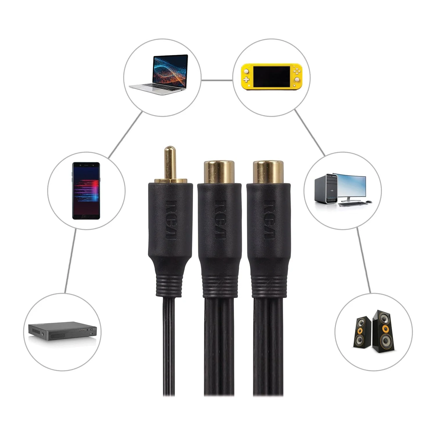 RCA 1 Male to 2 Females RCA Y-Adapter - Image 4