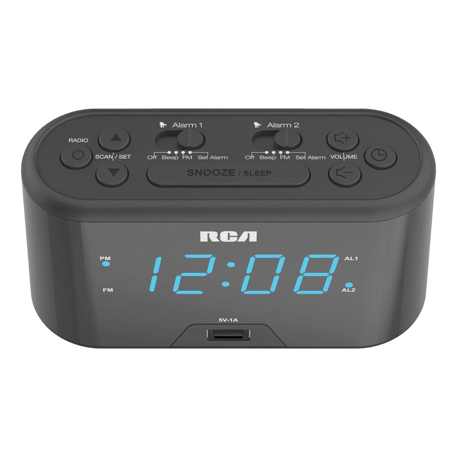 RCA Digital Radio Alarm Clock with Large Numbers and USB Charging, RC571 - Image 3
