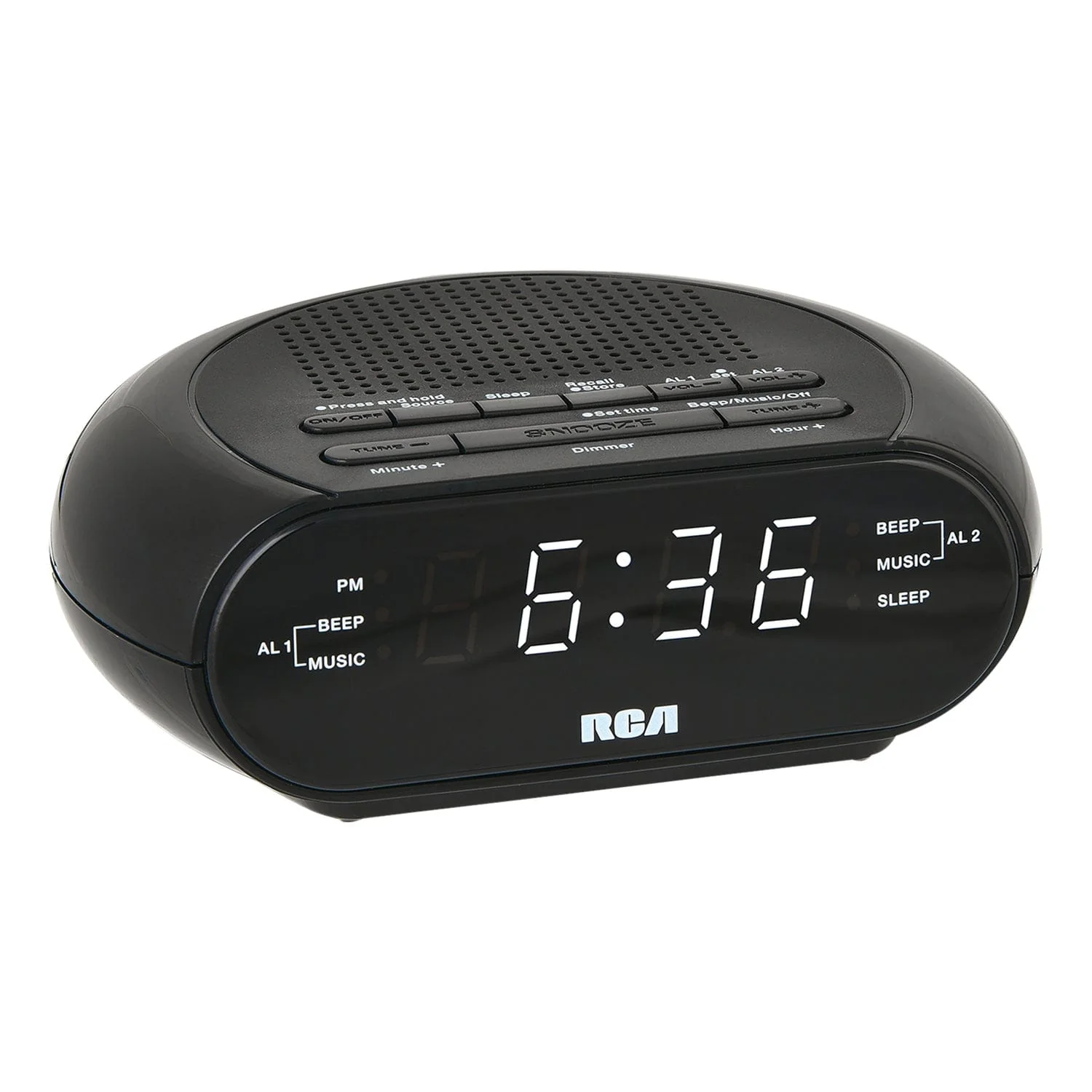 RCA Digital Radio Alarm Clock with Soothing Sounds, Brightness Control, USB Charging Port, and Battery Backup, RCS27 - Image 2