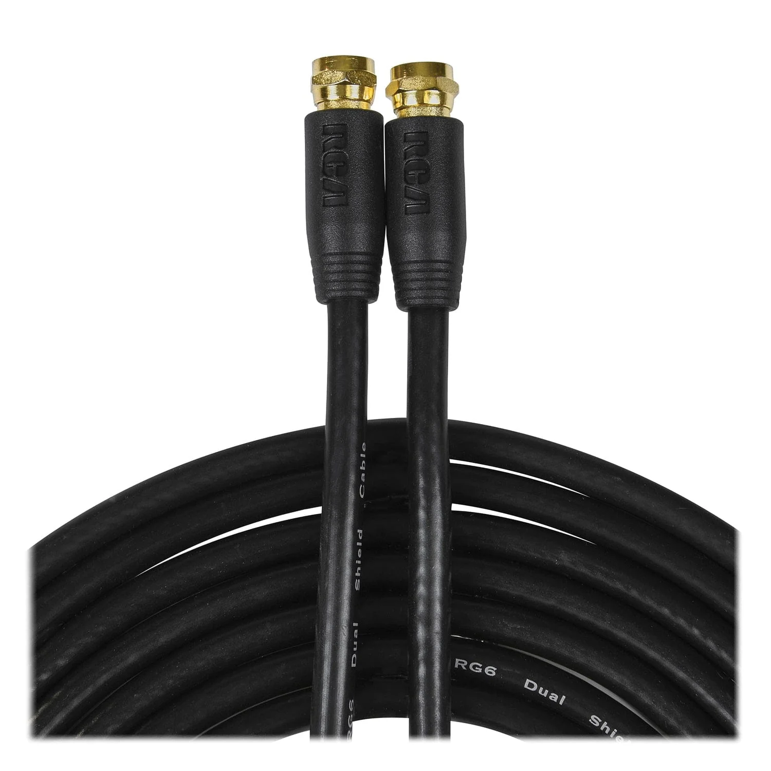 RCA RG6 Coaxial Cable with F-Connectors, 50 Ft., Black - Image 4