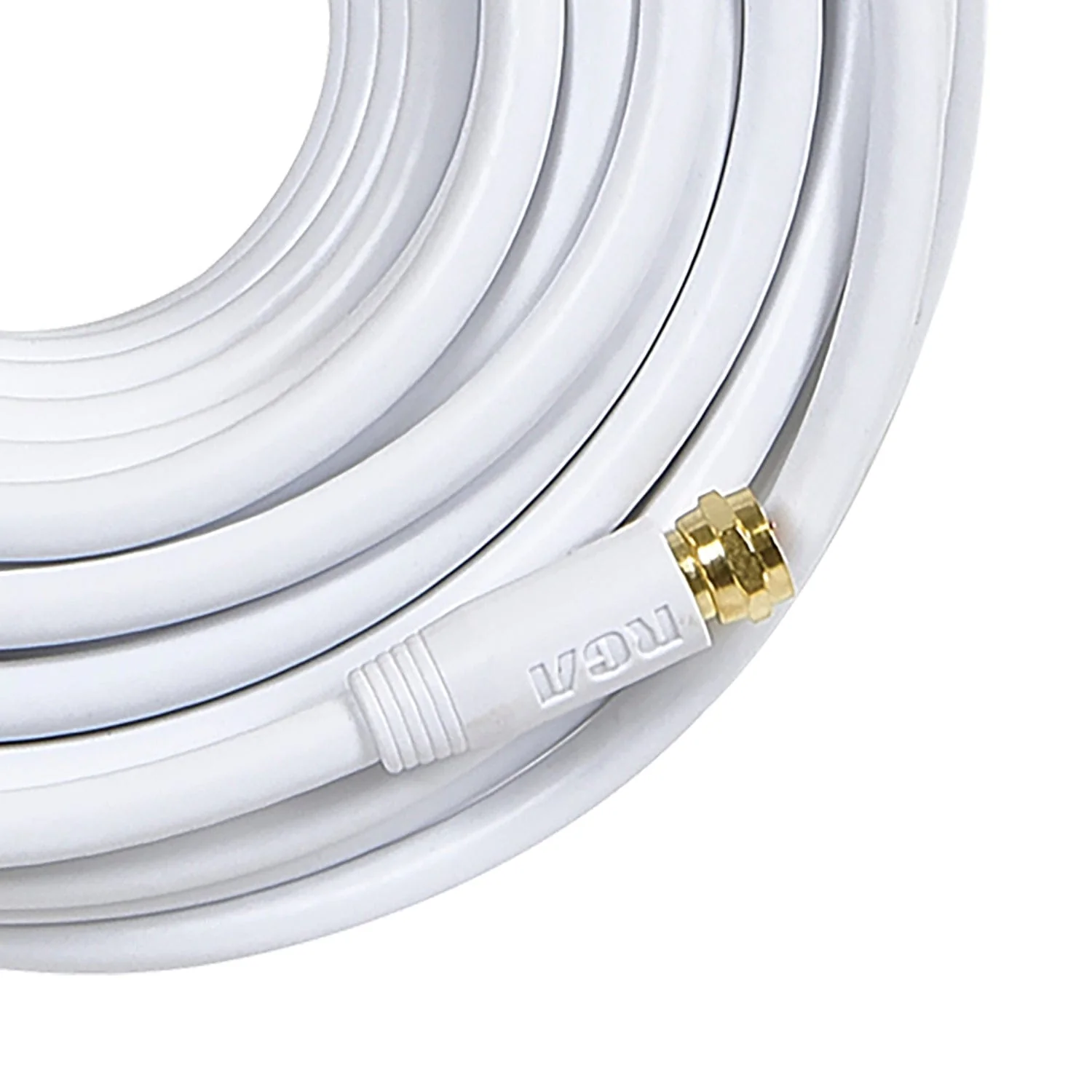 RCA RG6 Coaxial Cable with F-Connectors, 50 Ft., White - Image 3