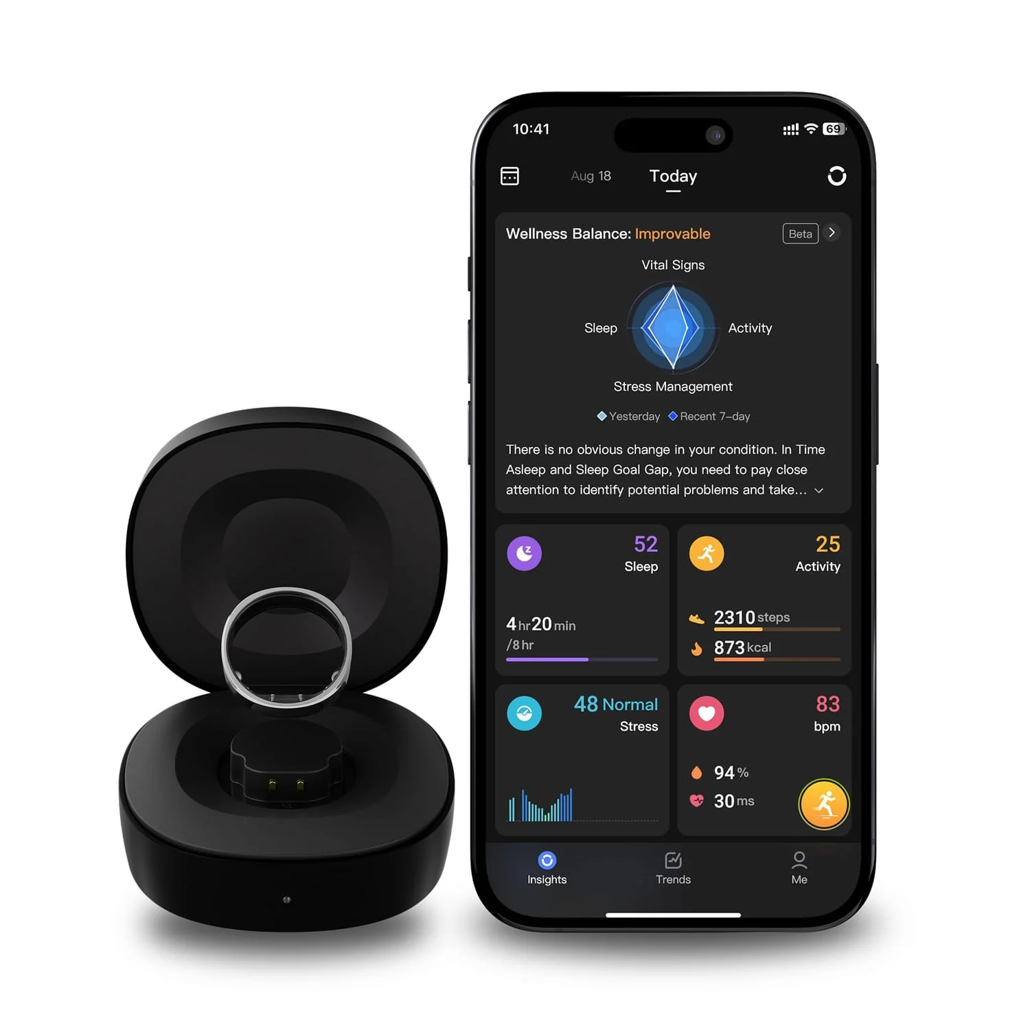 RingConn Gen 2 Ultra-Thin Smart Ring with Sleep Apnea Monitoring and Health Tracking, Size 10, Matte Black - Image 2