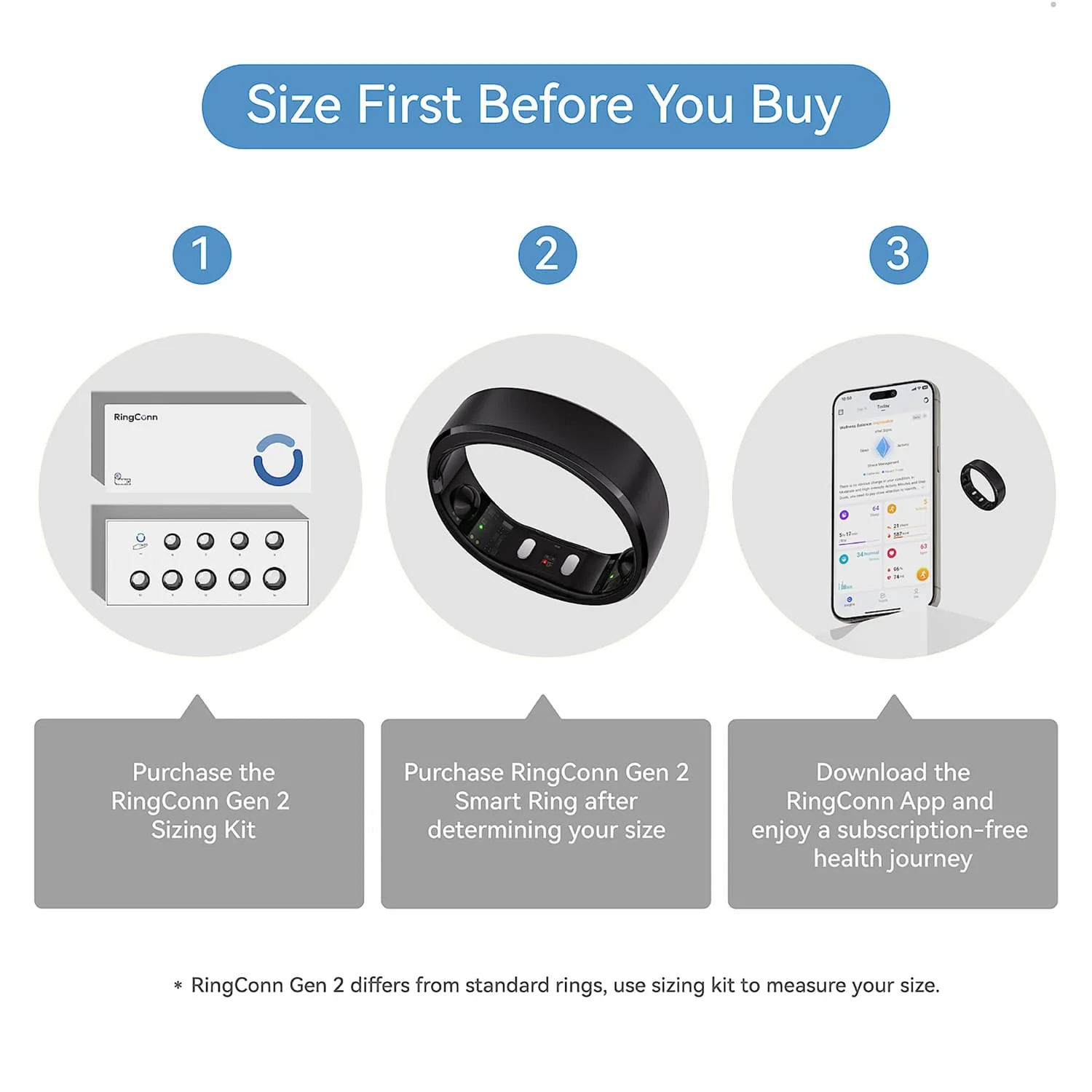 RingConn Gen 2 Ultra-Thin Smart Ring with Sleep Apnea Monitoring and Health Tracking, Size 11, Matte Black - Image 2