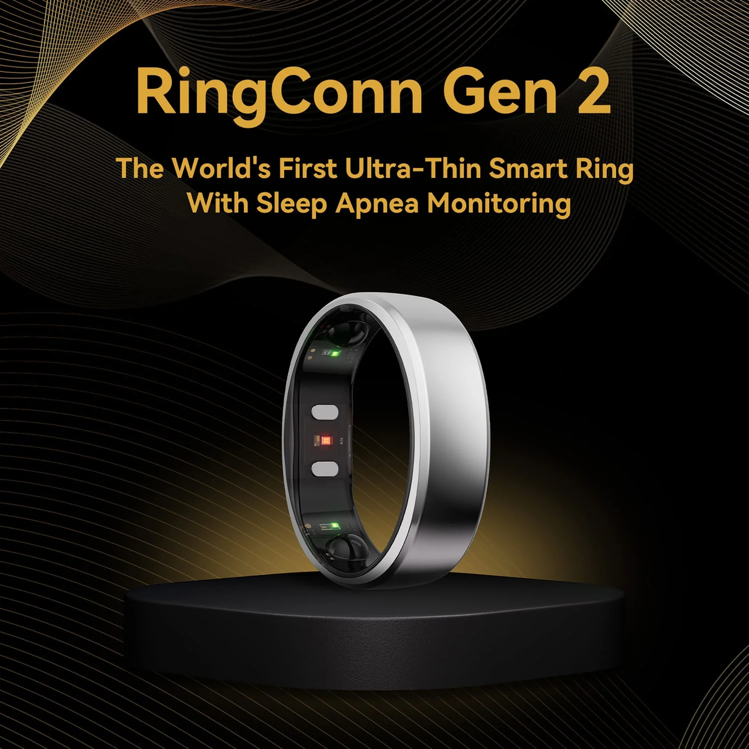 RingConn Gen 2 Ultra-Thin Smart Ring with Sleep Apnea Monitoring and Health Tracking, Size 14, Future Silver - Image 3