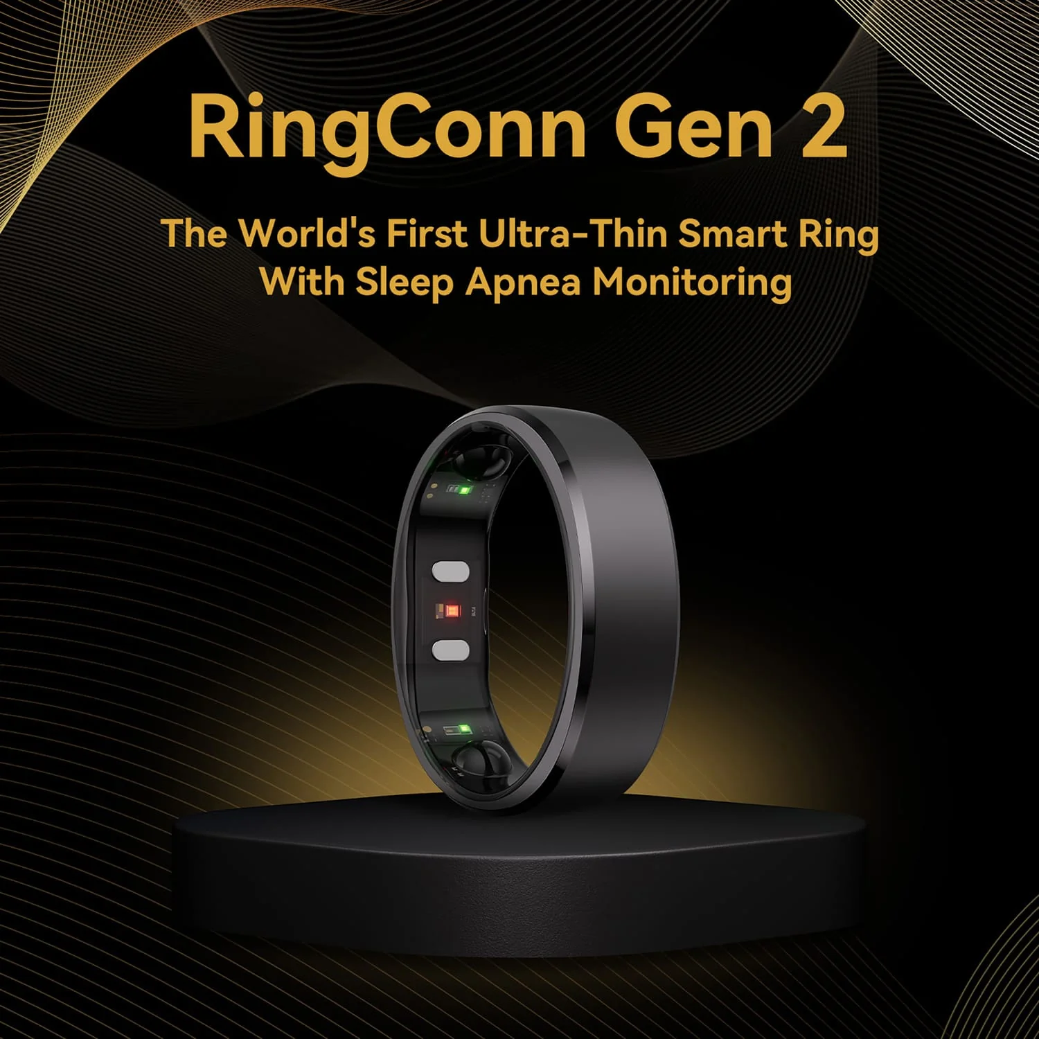 RingConn Gen 2 Ultra-Thin Smart Ring with Sleep Apnea Monitoring and Health Tracking, Size 7, Matte Black - Image 4