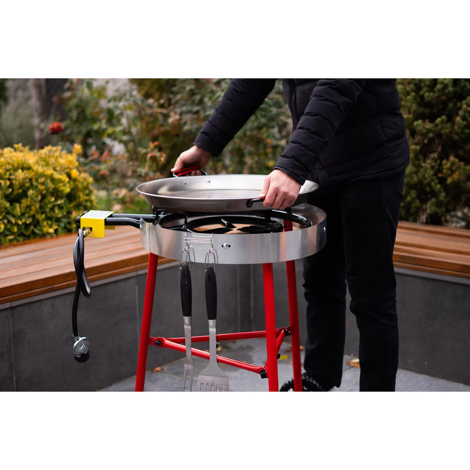 Ringg Outdoor Chef Series Pro Kit with Paella Pan, Dual Gas Burners, and Stand for 20 Servings - Image 3
