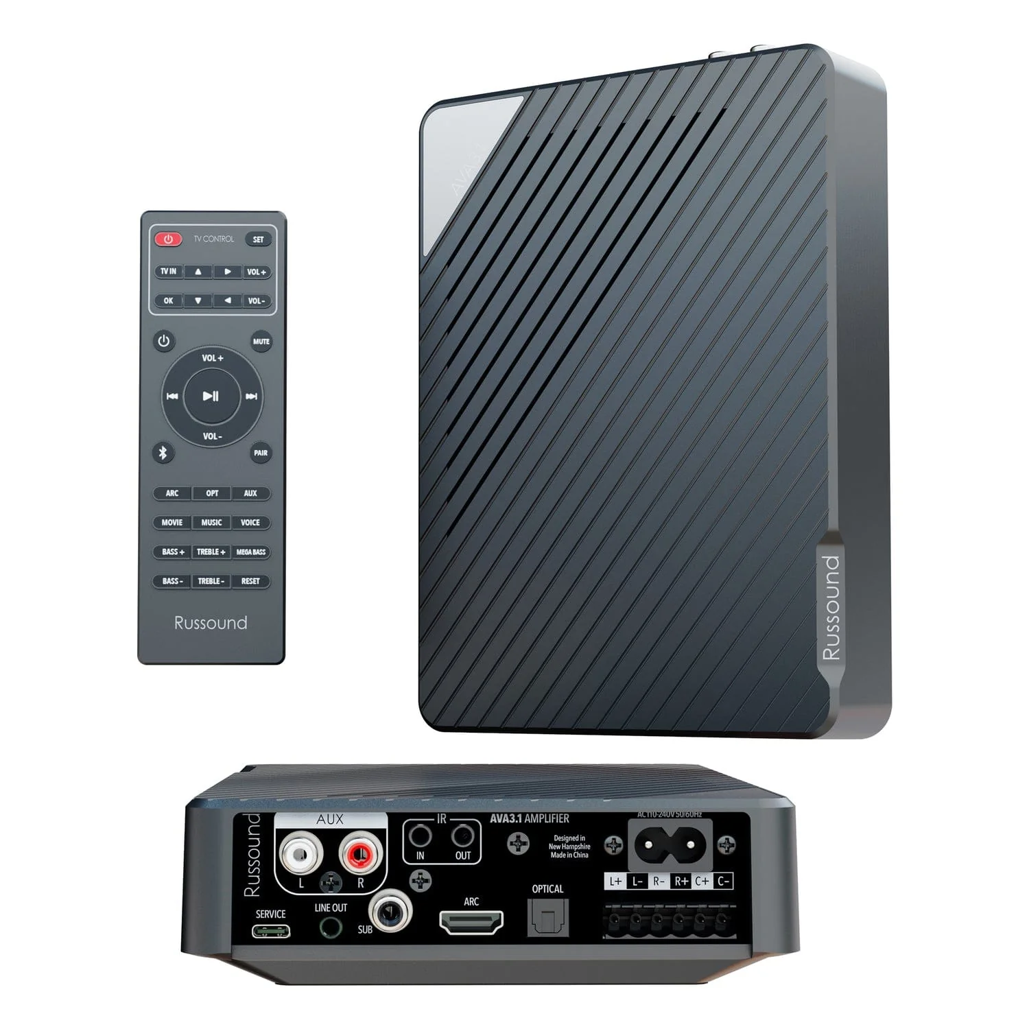 Russound 200-Watt 3.1-Channel Low-Profile Mini A/V Amplifier with Bluetooth, HDMI ARC, and Learning Remote for Use with TVs, AVA Series AVA3.1