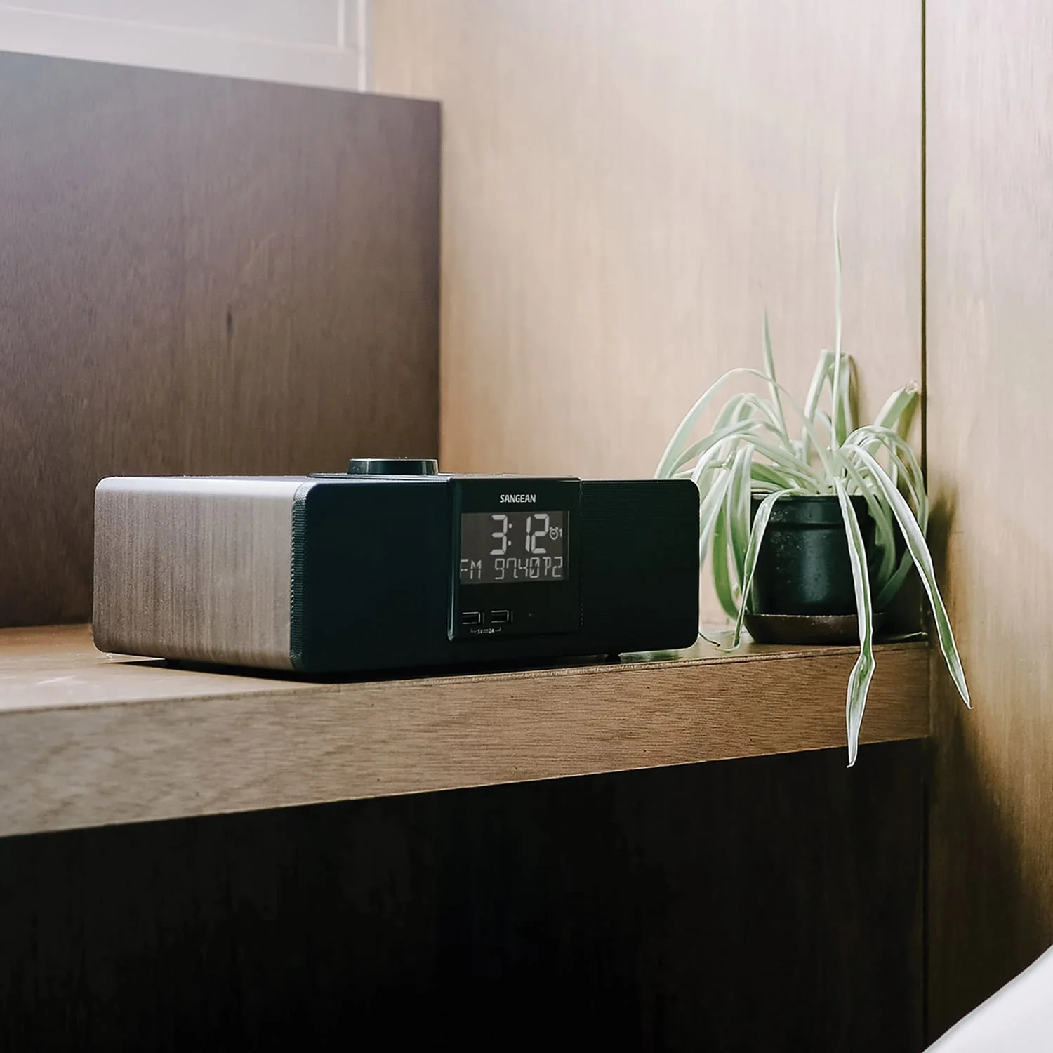 Sangean AM/FM Bluetooth Tabletop Wooden Clock Radio with Alarm and Sleep Timers - Image 3