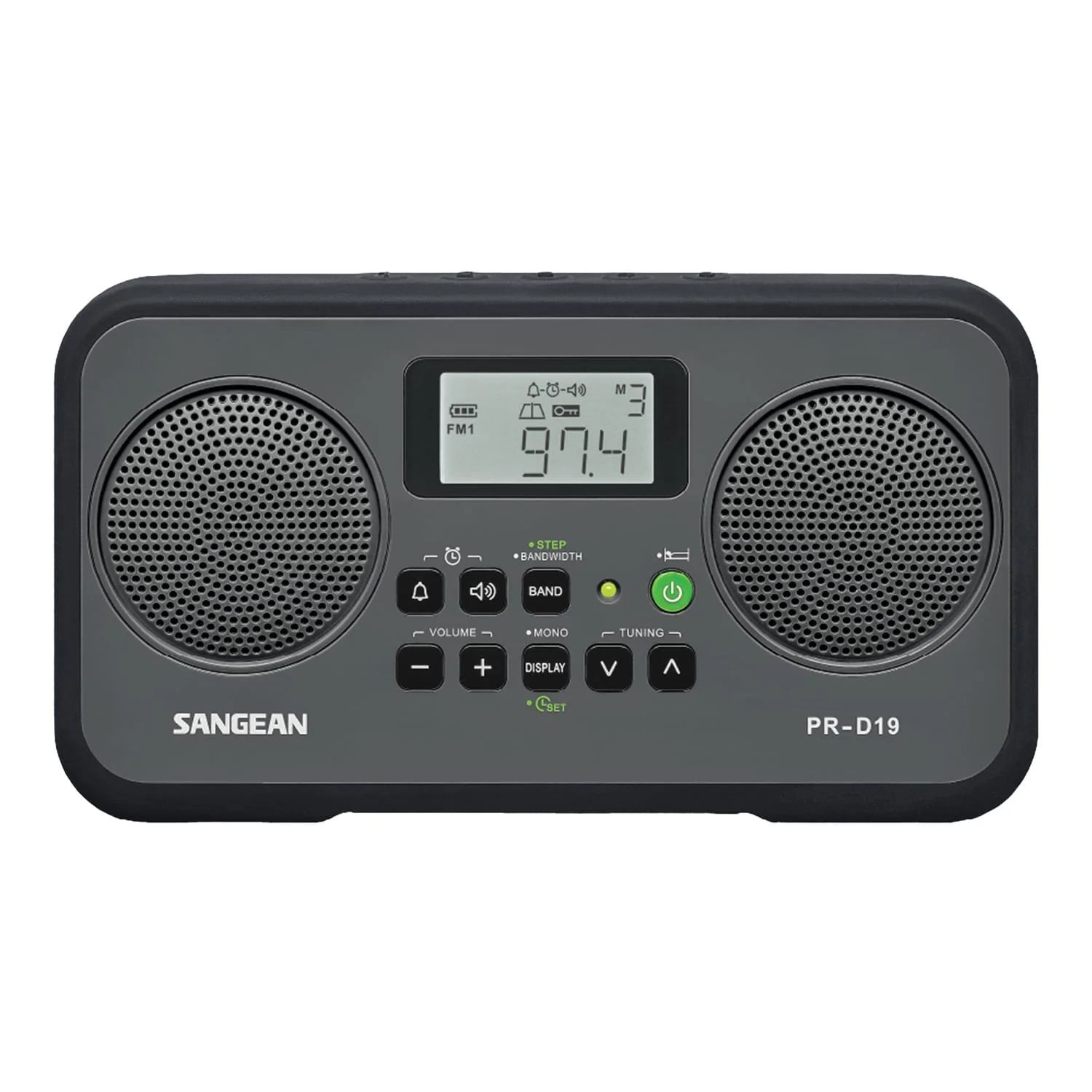 Sangean AM/FM Stereo Digital Tuning Portable Radio, PR-D19, Gray with Black Protective Bumper