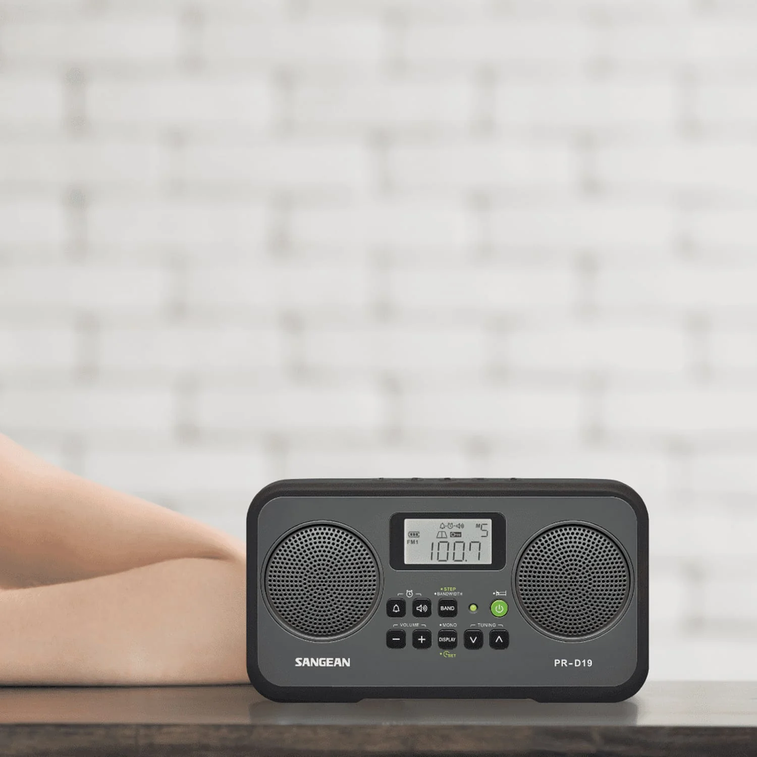 Sangean AM/FM Stereo Digital Tuning Portable Radio, PR-D19, Gray with Black Protective Bumper - Image 5