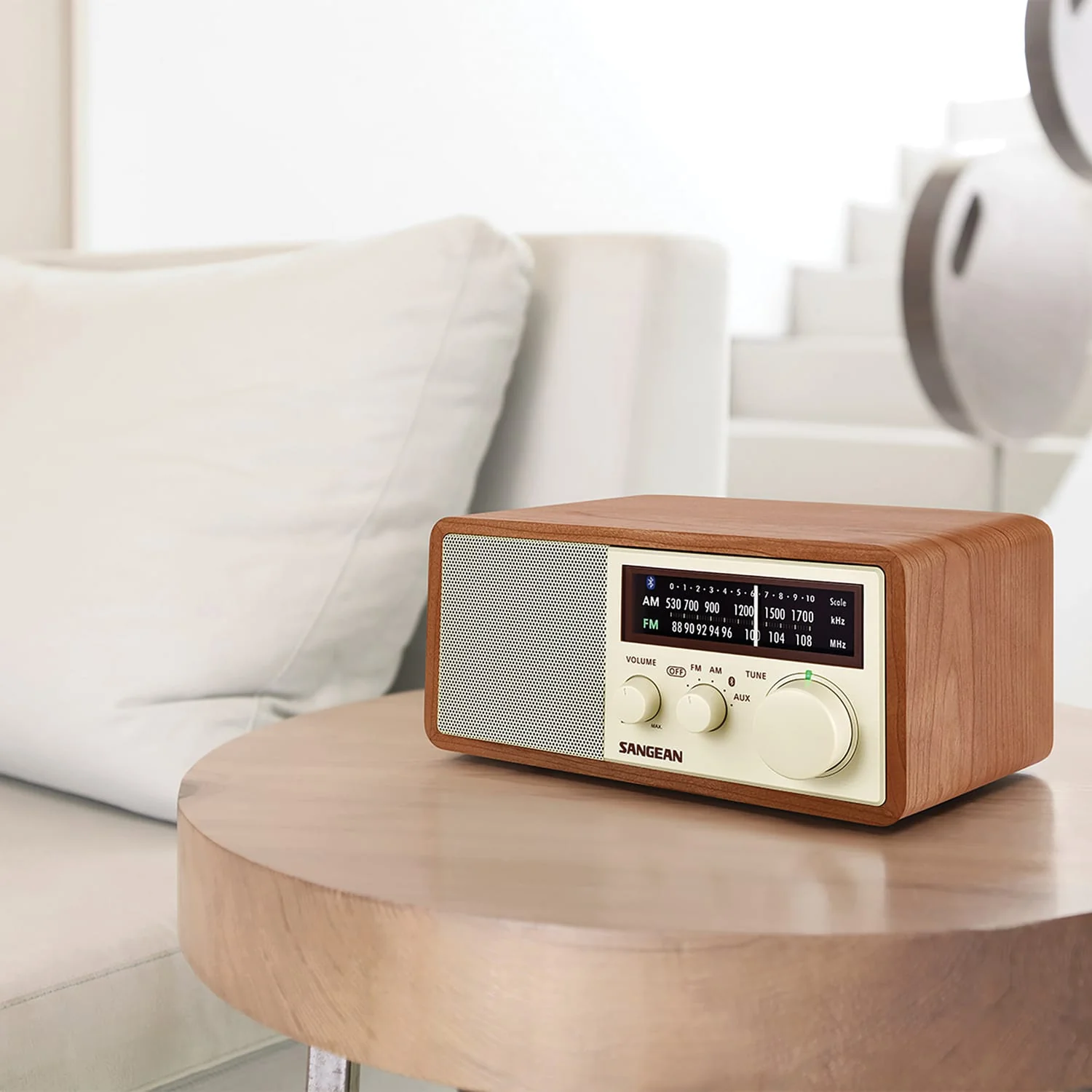 Sangean Bluetooth Tabletop Retro Wooden-Cabinet AM/FM/Aux Radio Receiver, WR-16 - Image 2