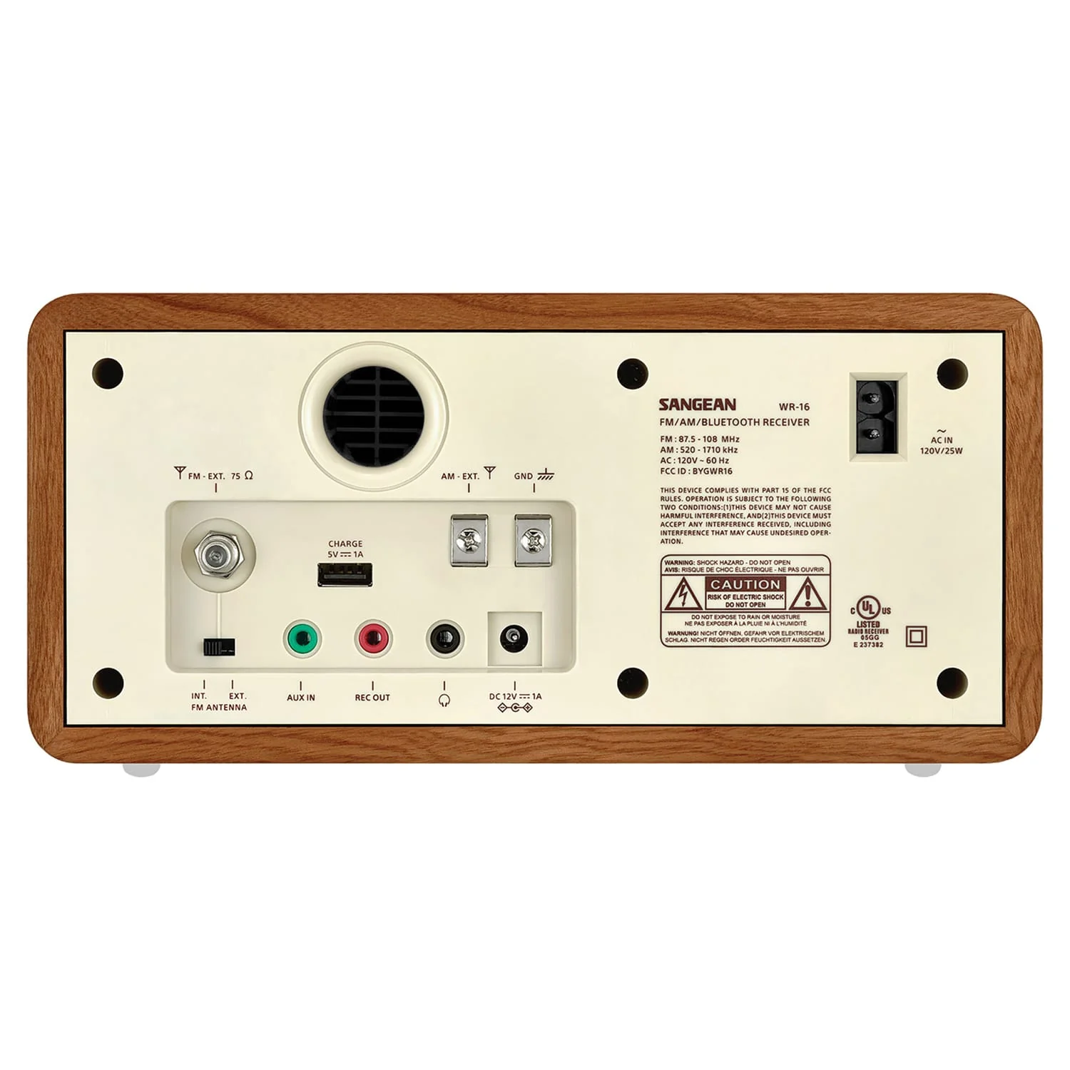 Sangean Bluetooth Tabletop Retro Wooden-Cabinet AM/FM/Aux Radio Receiver, WR-16 - Image 3