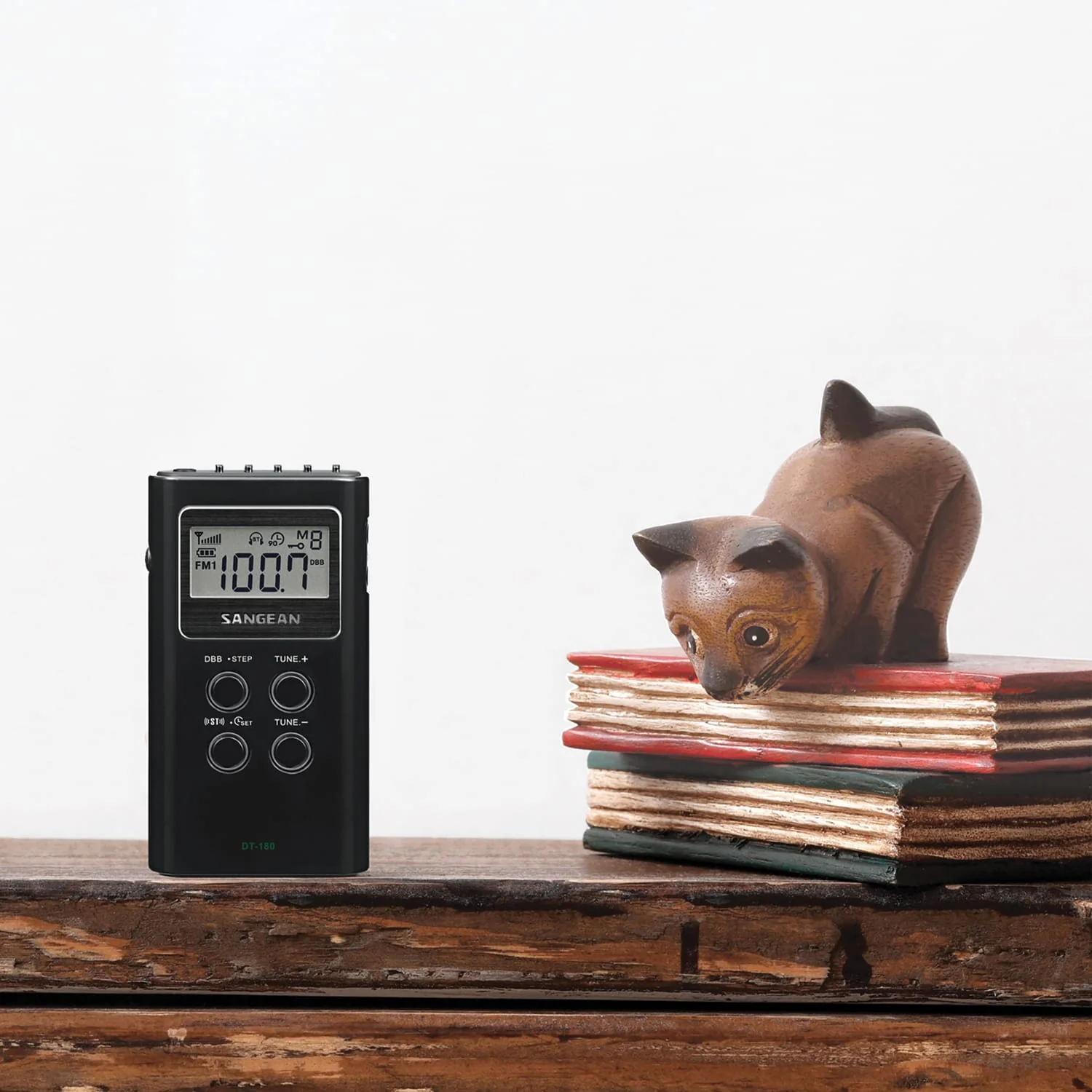 Sangean Portable Pocket AM/FM Digital Clock Radio, Black - Image 2