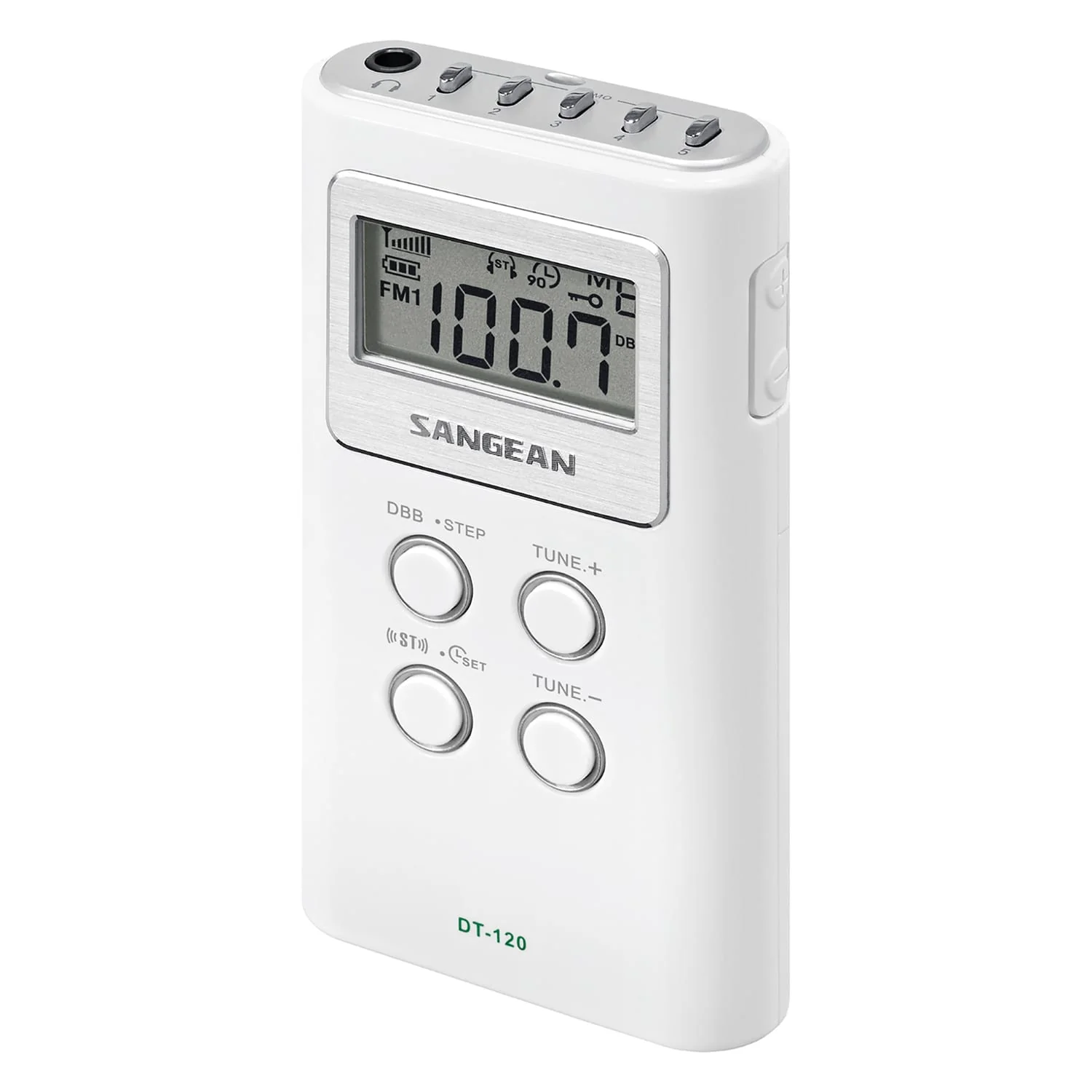 Sangean Portable Pocket AM/FM Digital Clock Radio, White