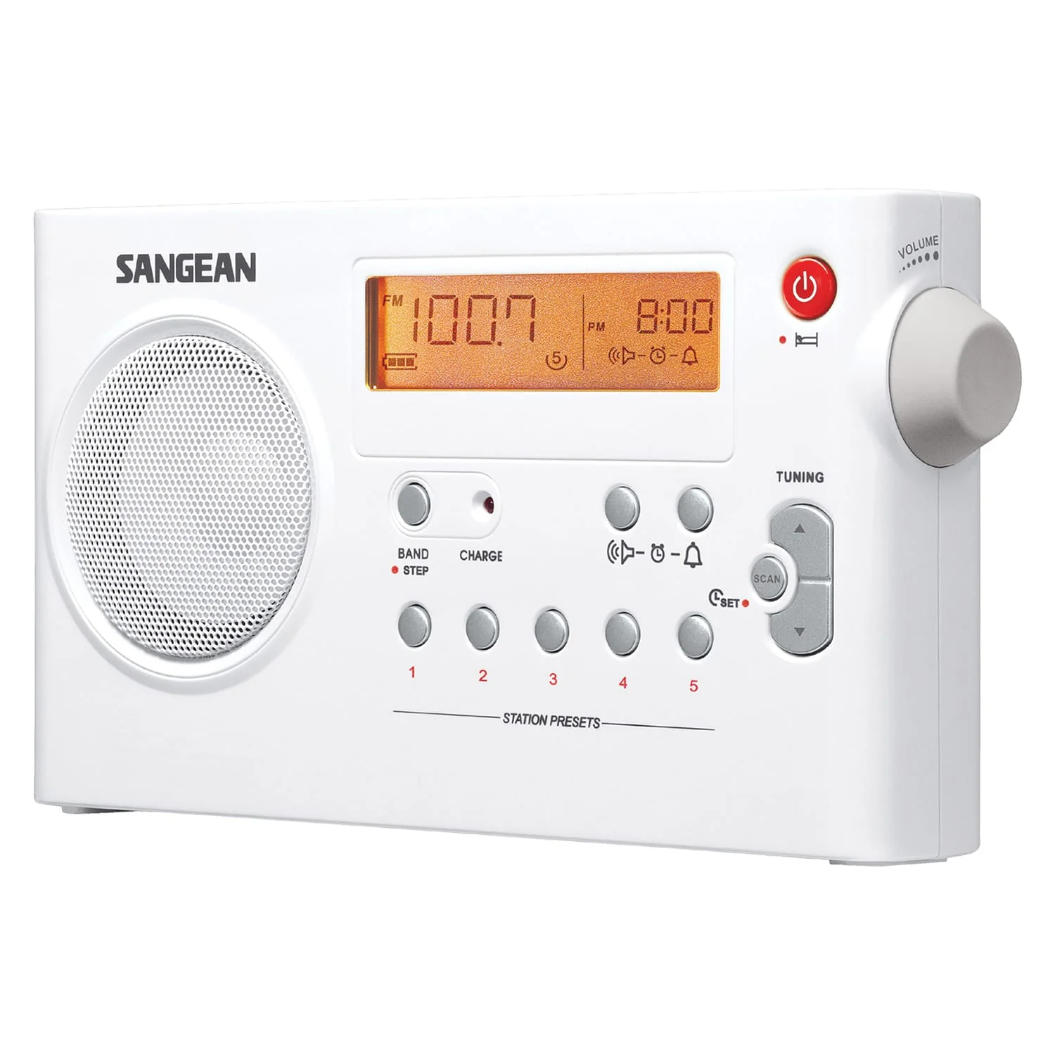 Sangean PR-D7 Portable AM/FM Rechargeable Compact Digital-Tuning Radio, White - Image 5