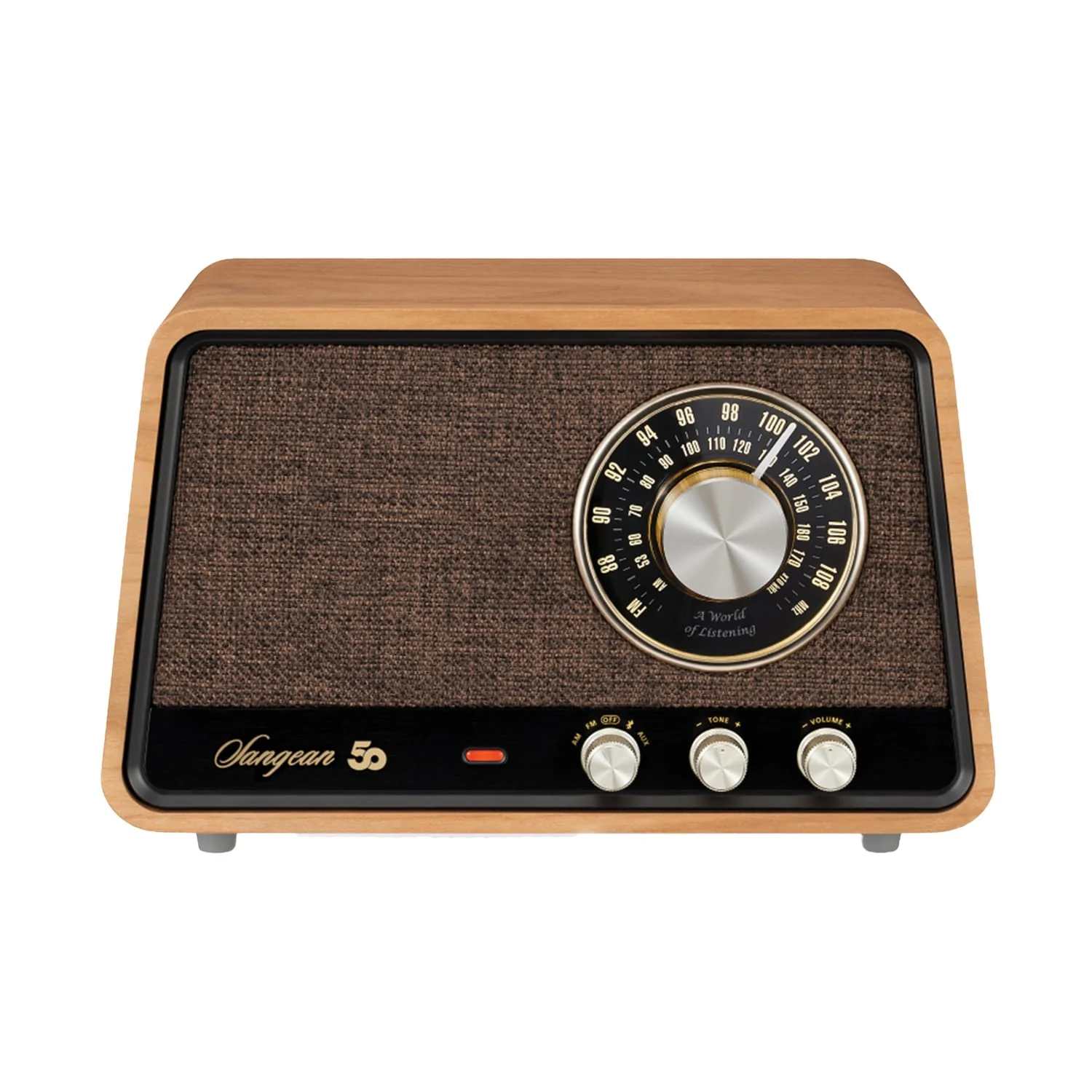 Sangean Retro-Style AM/FM/Bluetooth Wooden Cabinet Tabletop Radio, Natural Cherry, WR-55 - Image 5