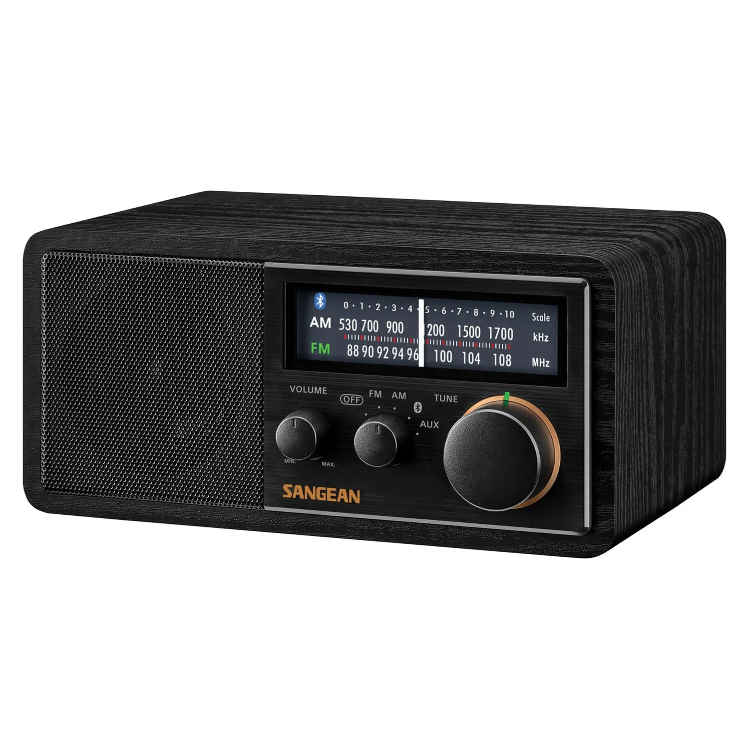 Sangean SG-118 Tabletop Retro Wooden Cabinet AM/FM Analog Radio Receiver with Bluetooth