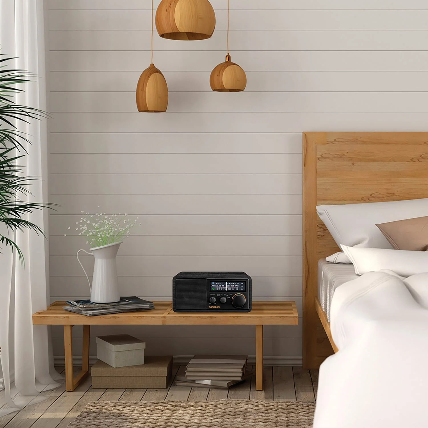 Sangean SG-118 Tabletop Retro Wooden Cabinet AM/FM Analog Radio Receiver with Bluetooth - Image 3