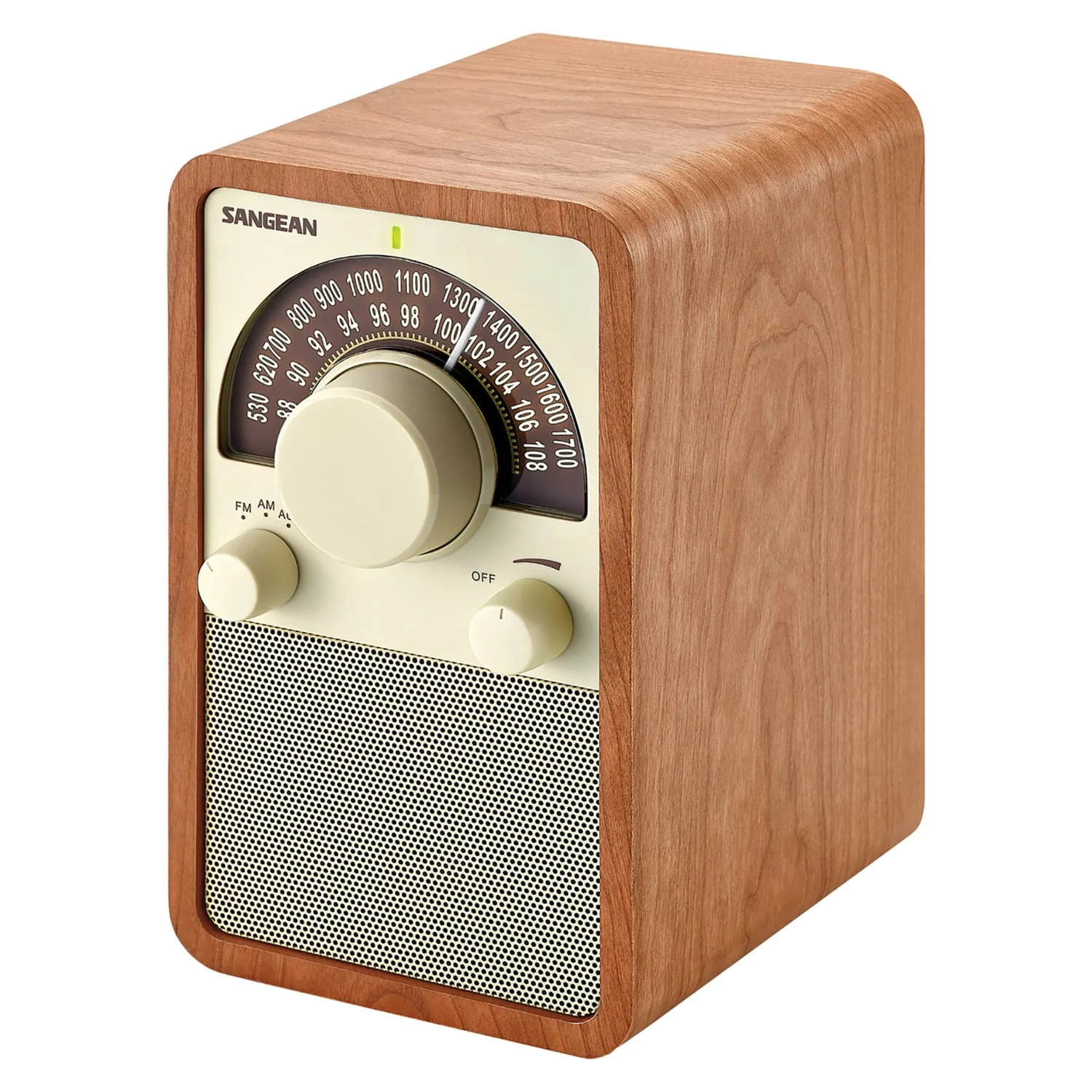Sangean WR-15 Tabletop Retro Wooden Cabinet AM/FM Analog Radio Receiver, Walnut - Image 3