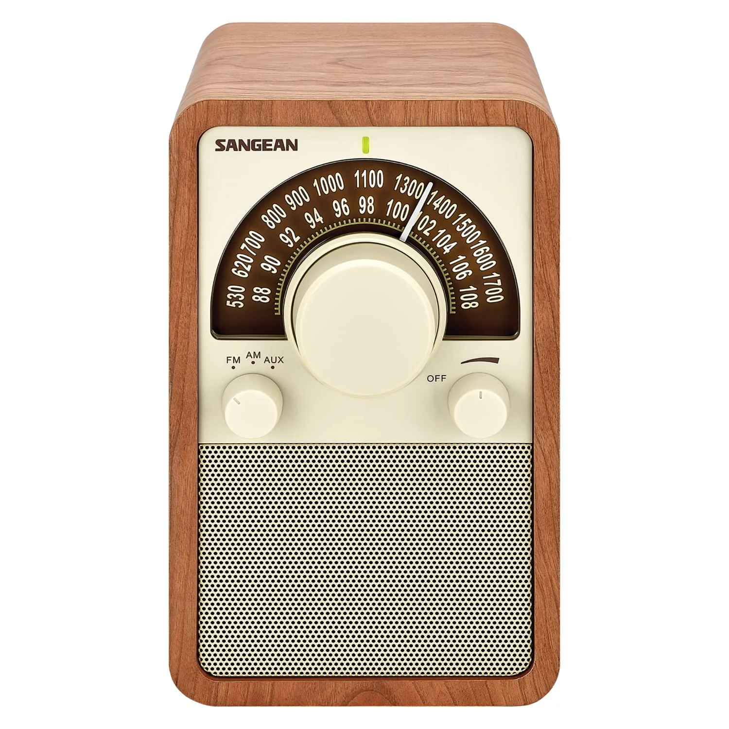 Sangean WR-15 Tabletop Retro Wooden Cabinet AM/FM Analog Radio Receiver, Walnut - Image 4