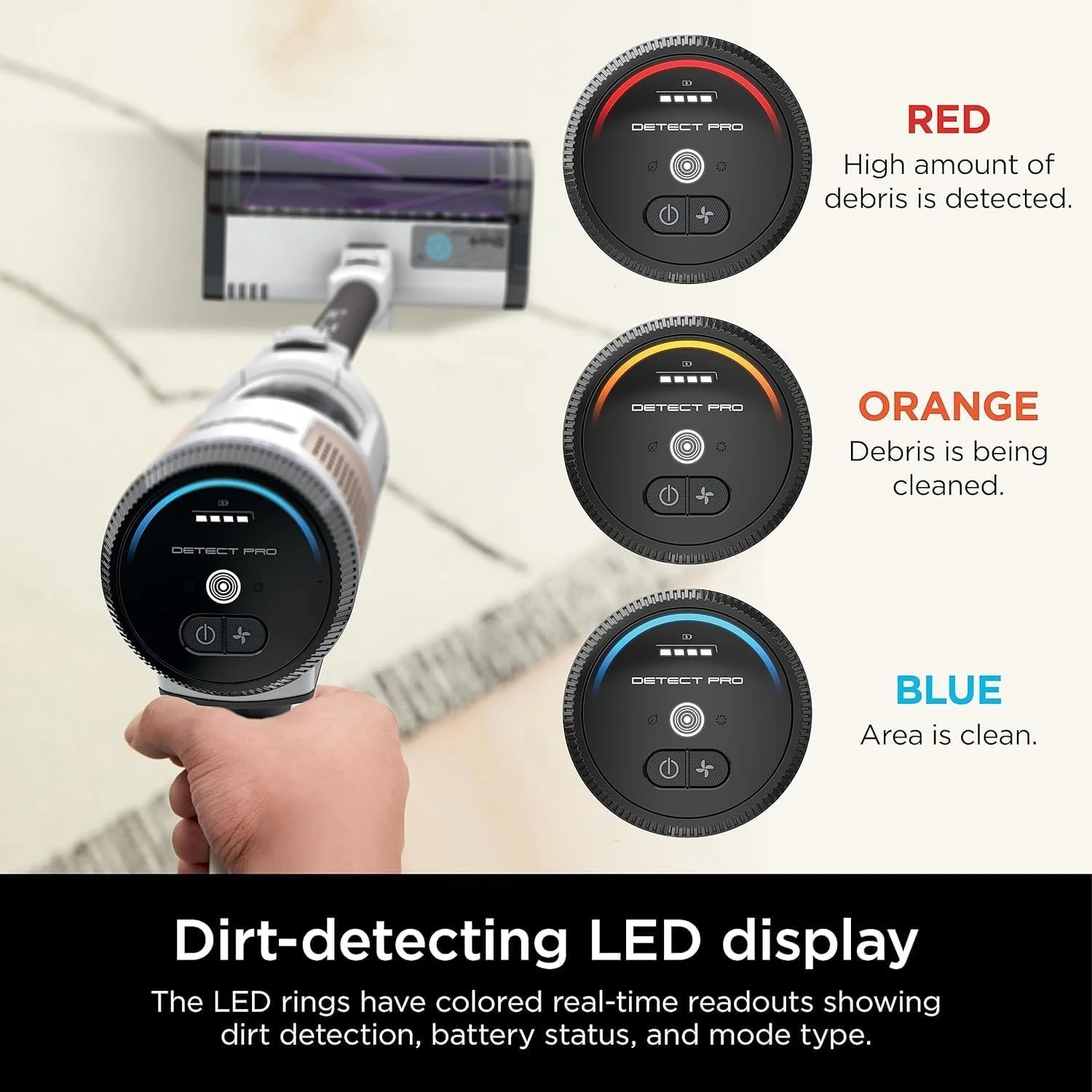 Shark Detect Pro Cordless HEPA QuadClean Multi-Surface Stick Vacuum, 40-Minute Runtime, 8" Crevice Tool, Grey/Blue - Open Box - Image 8
