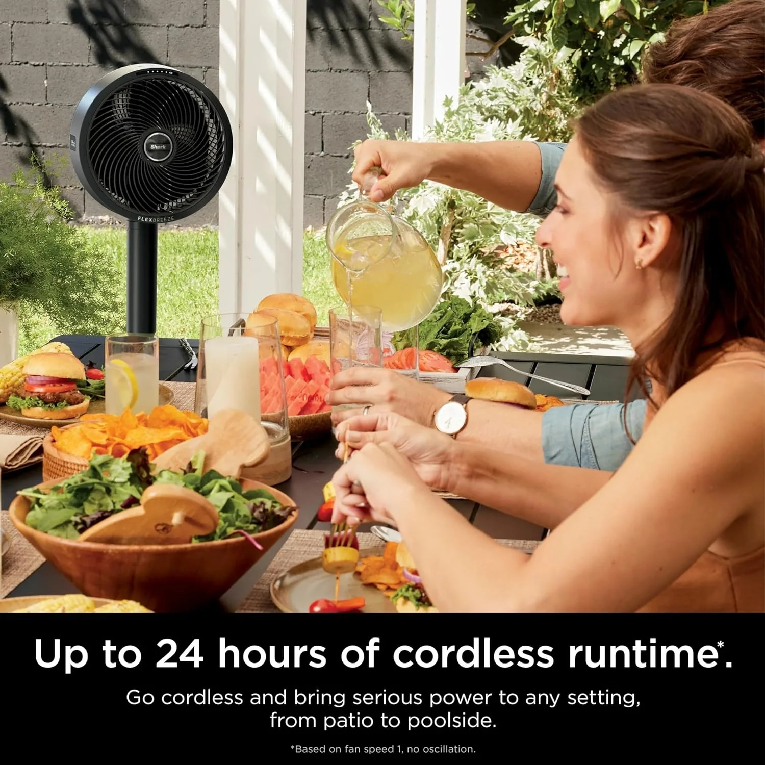 Shark FlexBreeze Indoor & Outdoor Fan with Pedestal & Tabletop, Portable, Remote, Quiet, Corded & Cordless, White - Open Box - Image 2