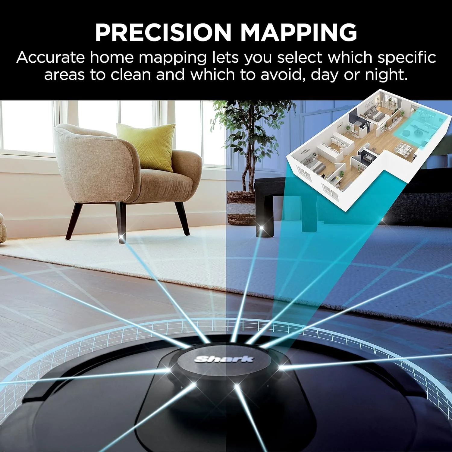 Shark AI ULTRA Robot Vacuum, Self-Empty Base, HEPA, Bagless, 30-Day Capacity LIDAR Navigation for Pet Hair, Smart Control, Black - Certified Refurbished - Image 6