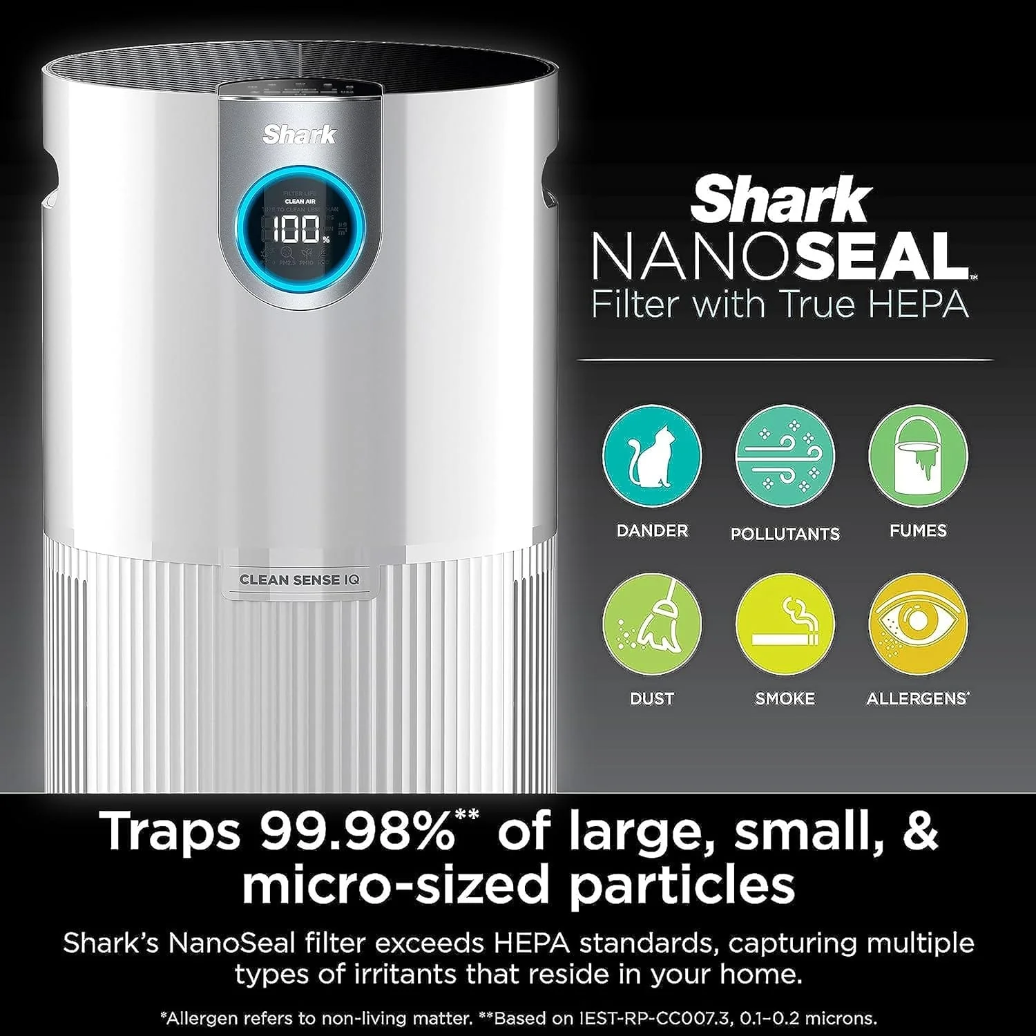 Shark Nanoseal HEPA Air Purifier MAX with Clean Sense, Covers 1350 Sq Ft, Captures 99.98% of Dust & Allergens, White - Certified Refurbished - Image 2