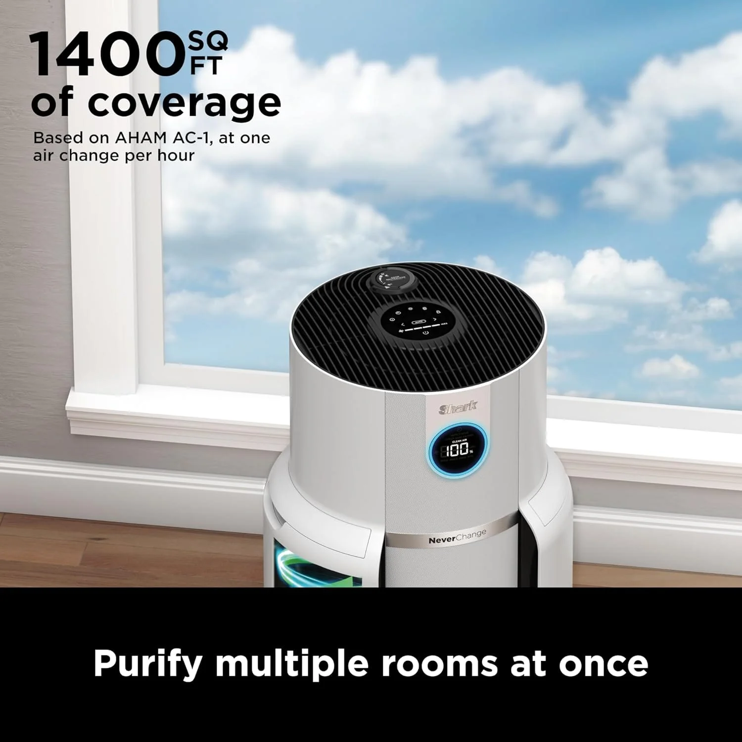 Shark NeverChange Air Purifier MAX, 1400 sq.ft., 5-Year Anti-Allergen HEPA Filter Life, Odor Neutralizer, Ultra Quiet, White - Certified Refurbished - Image 3