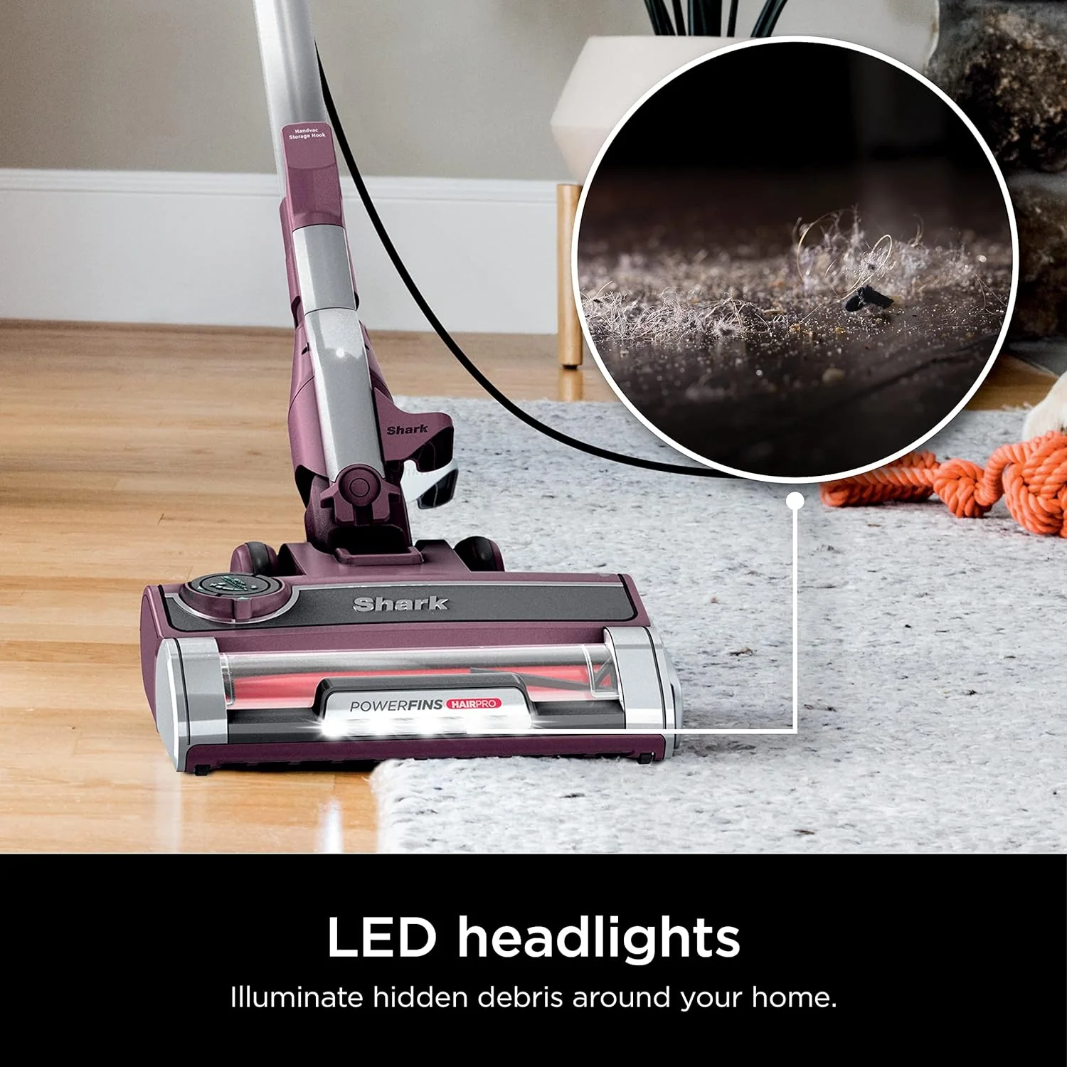 Shark Ultralight PetPro Corded Stick Vacuum with PowerFins HairPro Odor Neutralizer, Crevice & Upholstery Tool, Wine Purple - Certified Refurbished - Image 12