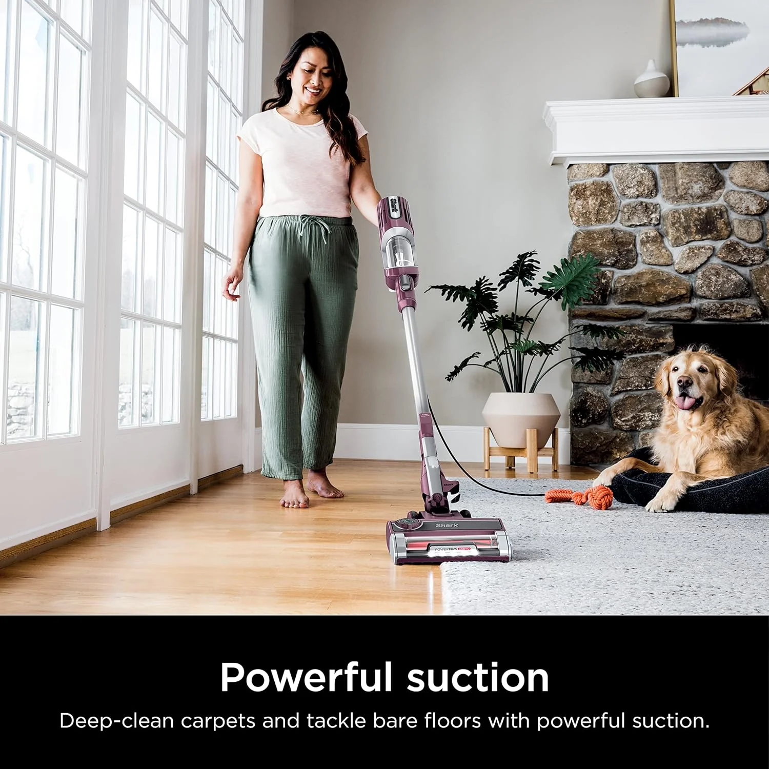 Shark Ultralight PetPro Corded Stick Vacuum with PowerFins HairPro Odor Neutralizer, Crevice & Upholstery Tool, Wine Purple - Certified Refurbished - Image 3
