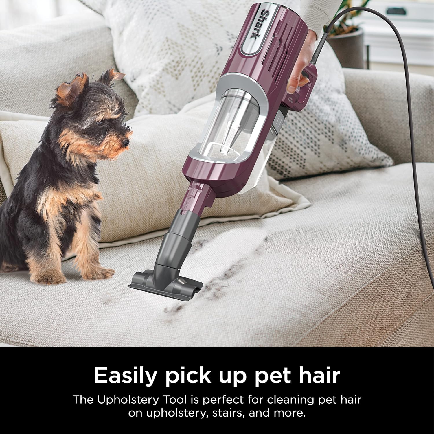 Shark Ultralight PetPro Corded Stick Vacuum with PowerFins HairPro Odor Neutralizer, Crevice & Upholstery Tool, Wine Purple - Certified Refurbished - Image 5