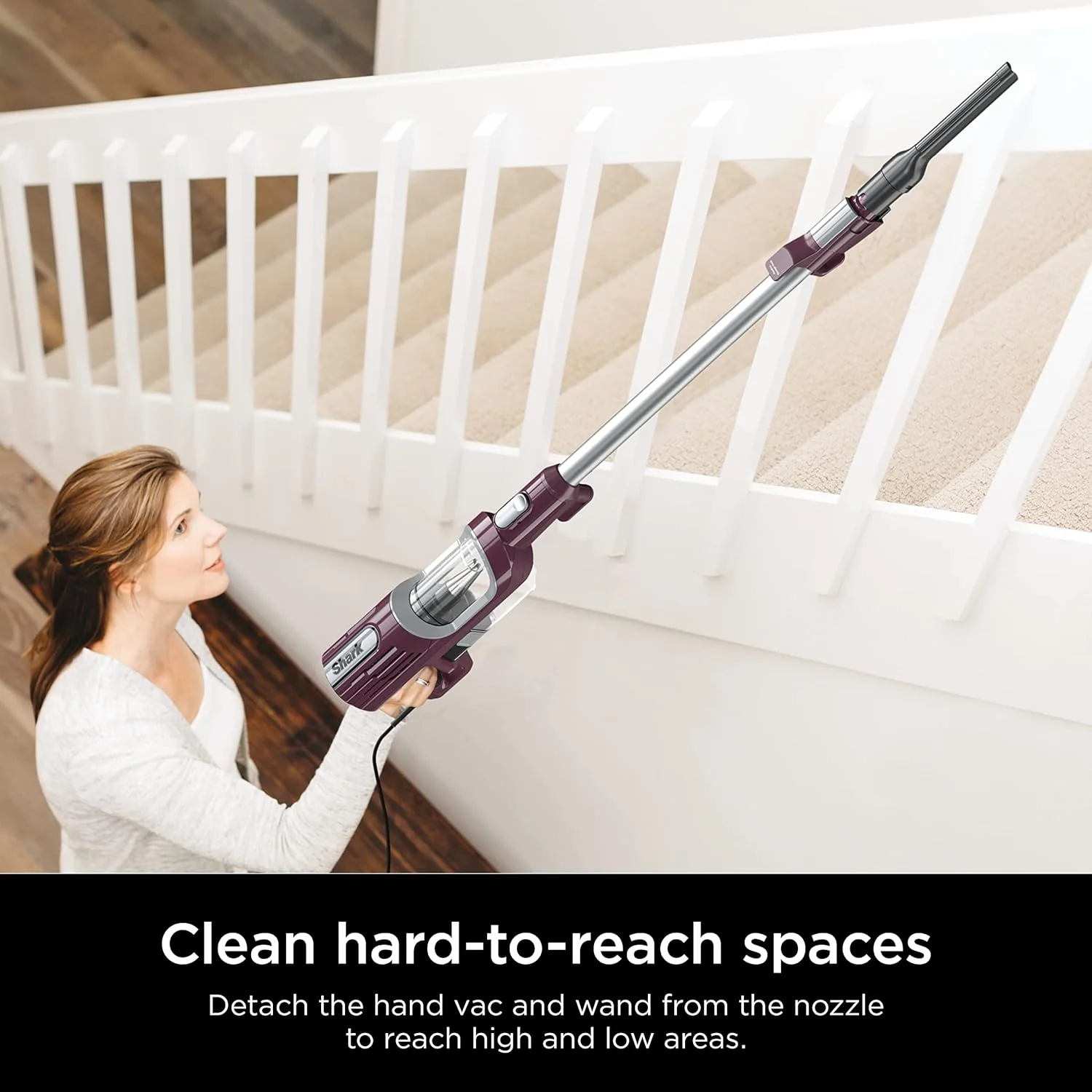Shark Ultralight PetPro Corded Stick Vacuum with PowerFins HairPro Odor Neutralizer, Crevice & Upholstery Tool, Wine Purple - Certified Refurbished - Image 6