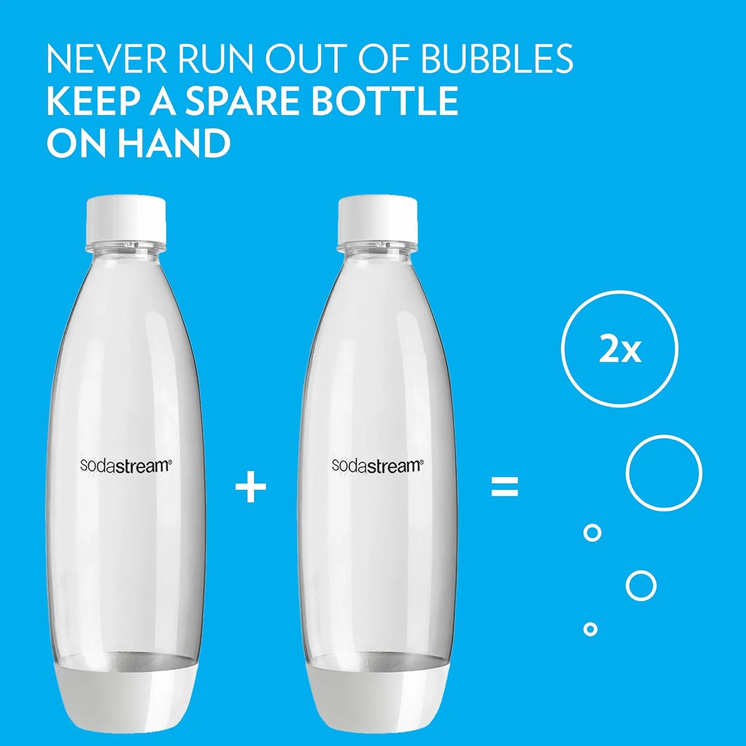 SodaStream 1L Slim Carbonating Bottles, White, Twin Pack, Pack of 2 - Image 3