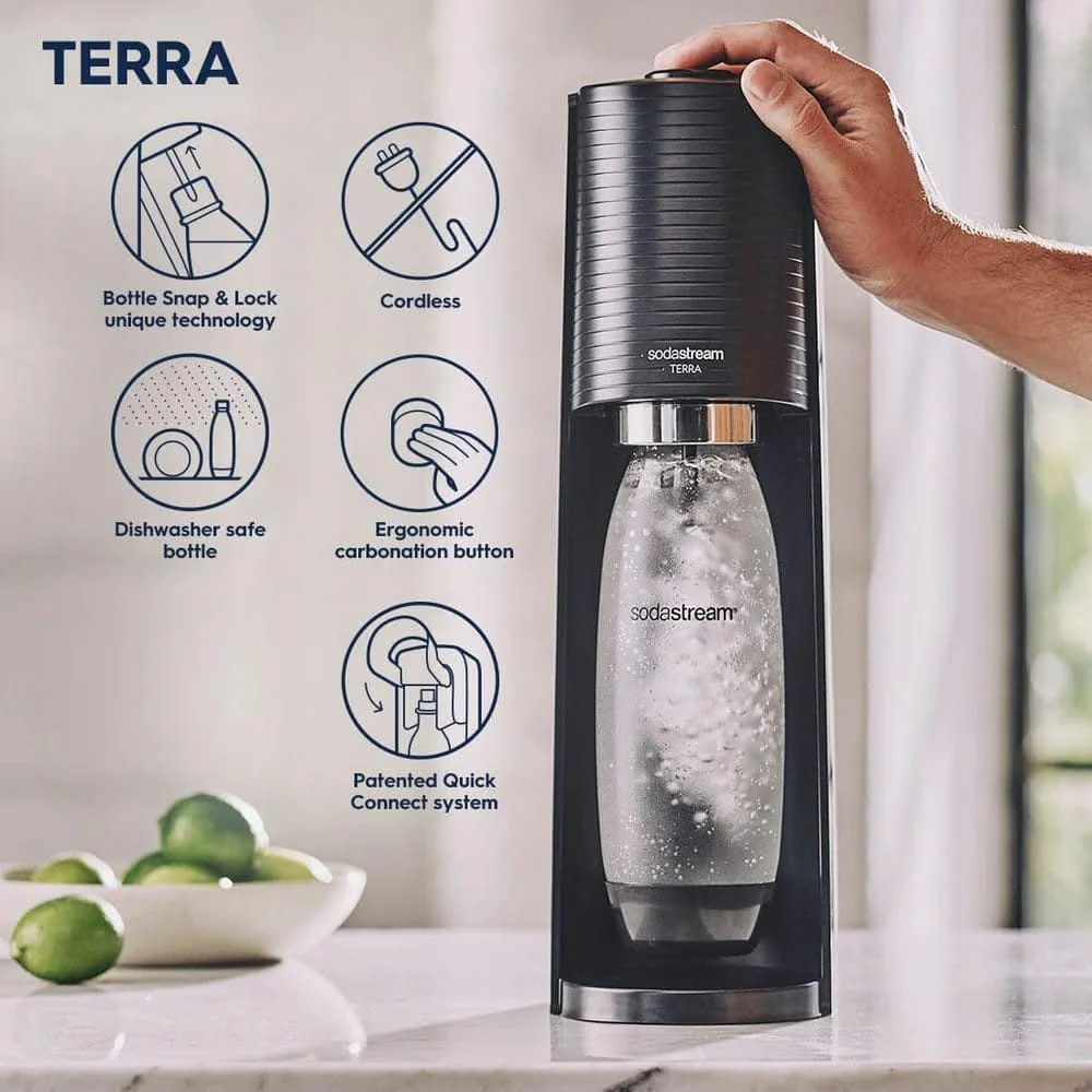 SodaStream Terra Sparkling Water Maker Starter Kit, Black - Image 4